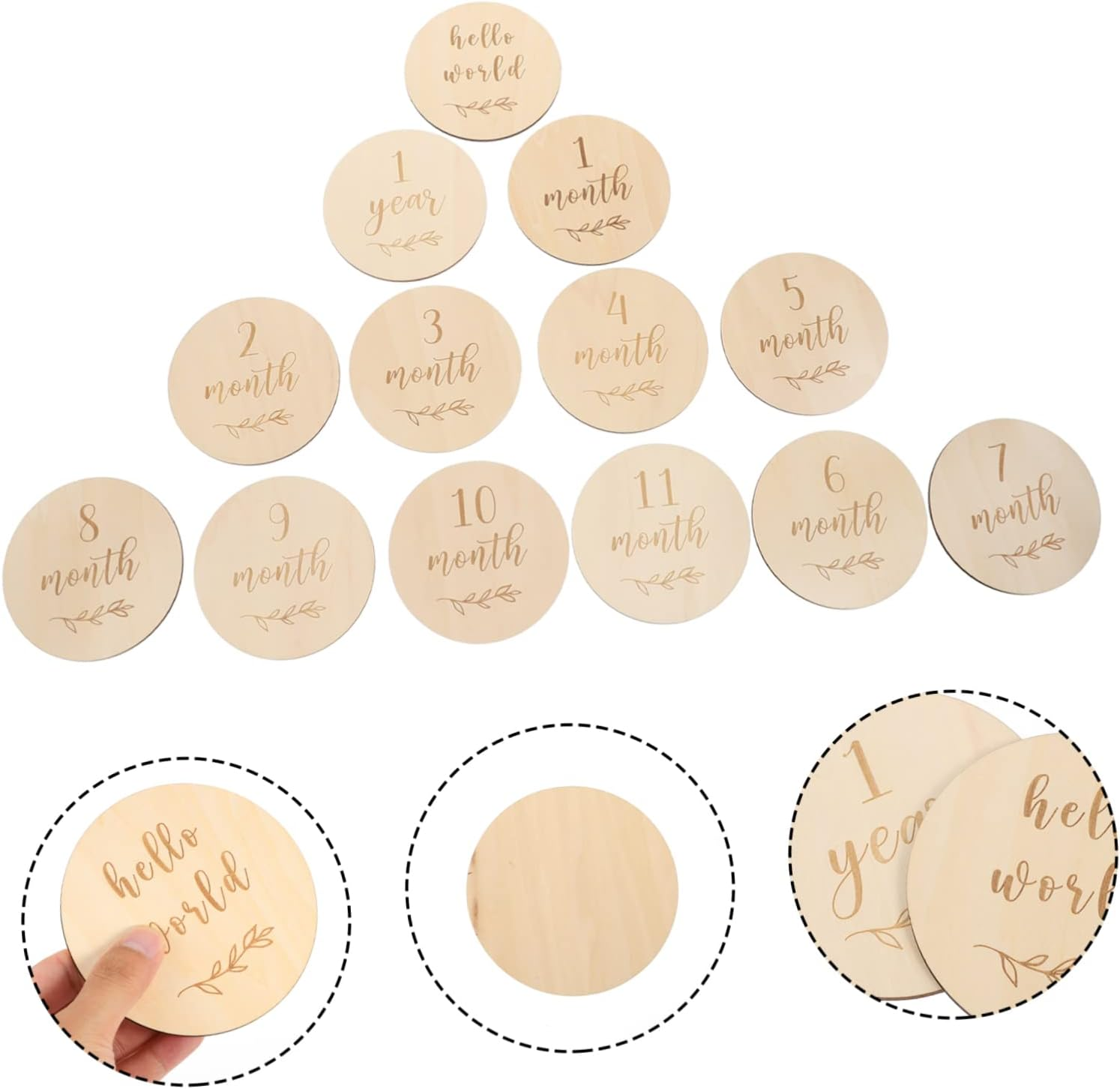 Toddmomy 13Pcs Baby Monthly Cards and Growth Commemorative Cards for Infant Photography Wooden Baby Announcement Milestone Set for Newborns and Toddlers image number 5