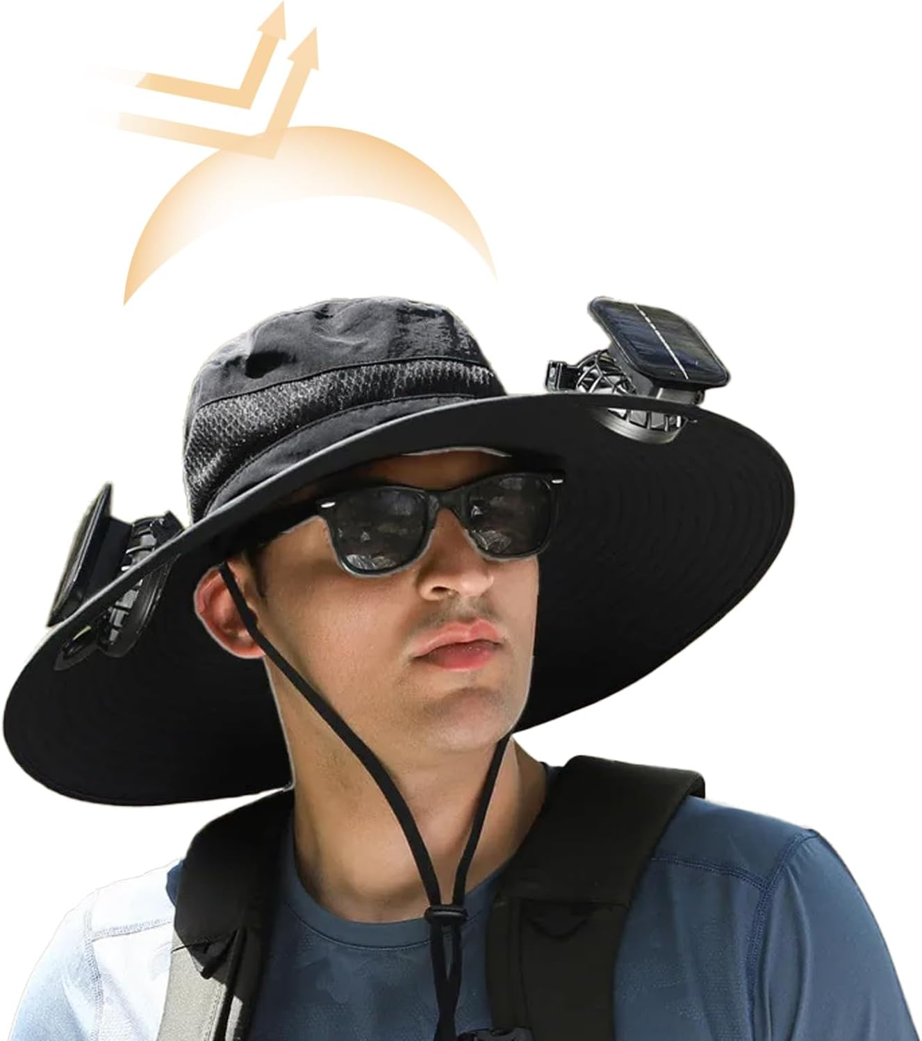 2026 New Solar Fan Hat with 2 Solar Fans, Outdoor Wide Brim Sun Hat UPF50+, Sun Bucket Hat for Men Women, Bucket Fishing & Beach Hat Built in Fan