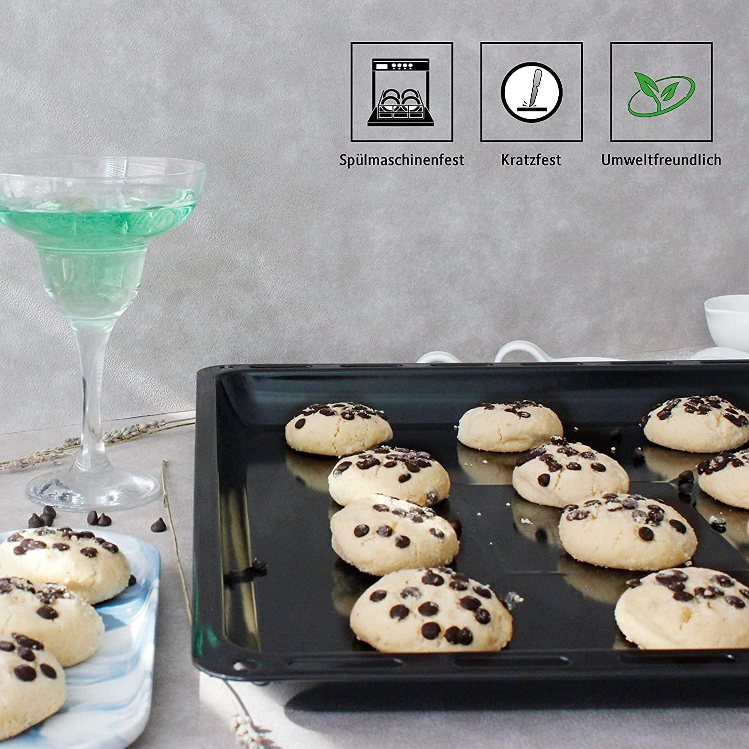 ICQN Baking Tray 445 X 375 X 25 Mm Set of 2 Enamelled Grease Pans Suitable for Whirlpool, Ignis, Bauknecht, Indesit, Algor, Neckermann, Lloyds, Rust-Proof image number 5