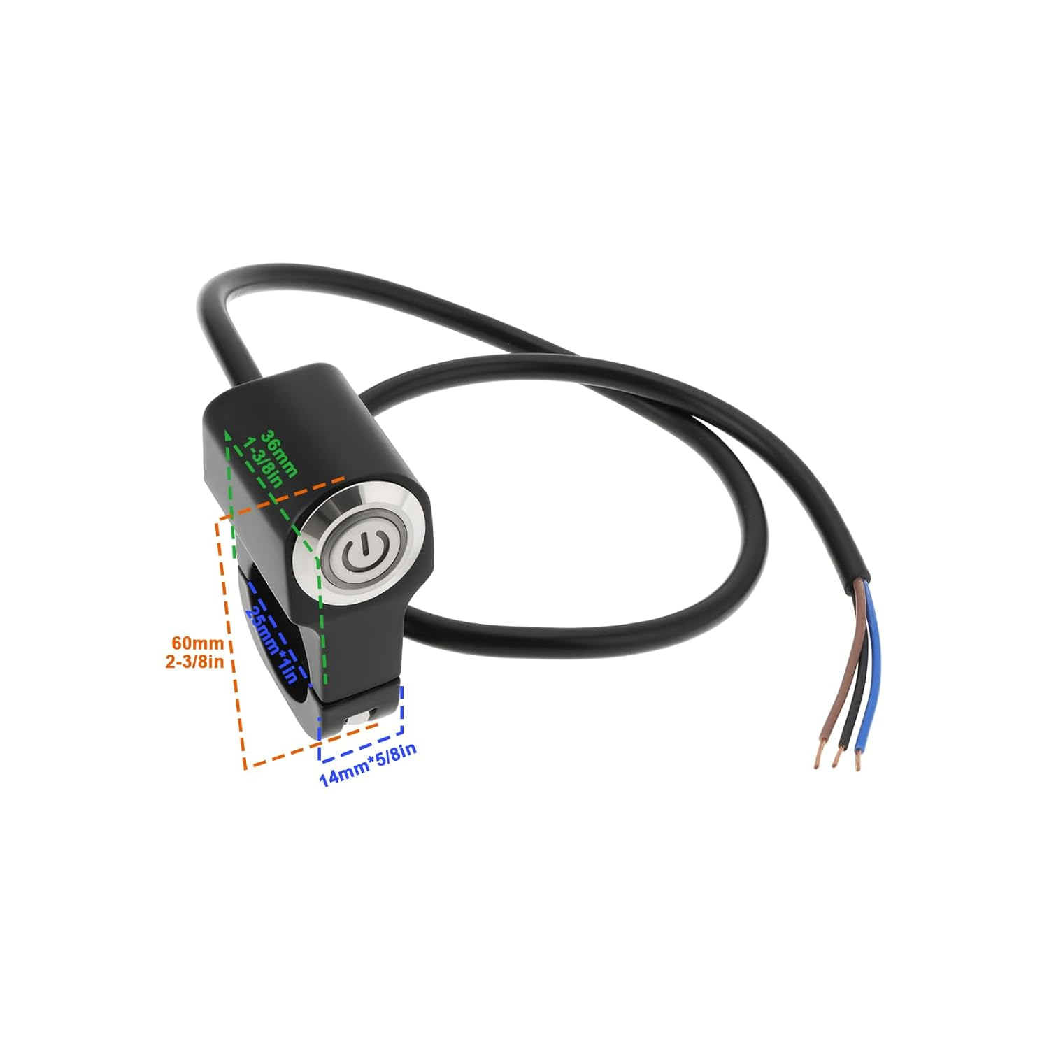 SING F LTD Motorcycle Self-Reset Handlebar Switches 12V 10A CNC Indicator Switch for Motorbike Scooter (Blue Light) image number 6