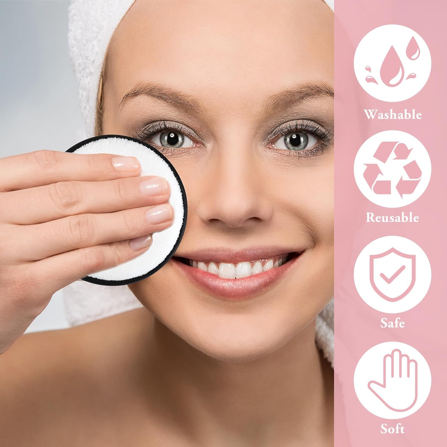 4 Pcs Reusable Makeup Remover Pads - 12Cm Eco-Friendly Microfiber Cleansing Cloths for All Skin Types - Gentle Makeup Eraser for Eye Makeup, Foundation & Lipstick (2 Colors & 2 Styles) image number 1