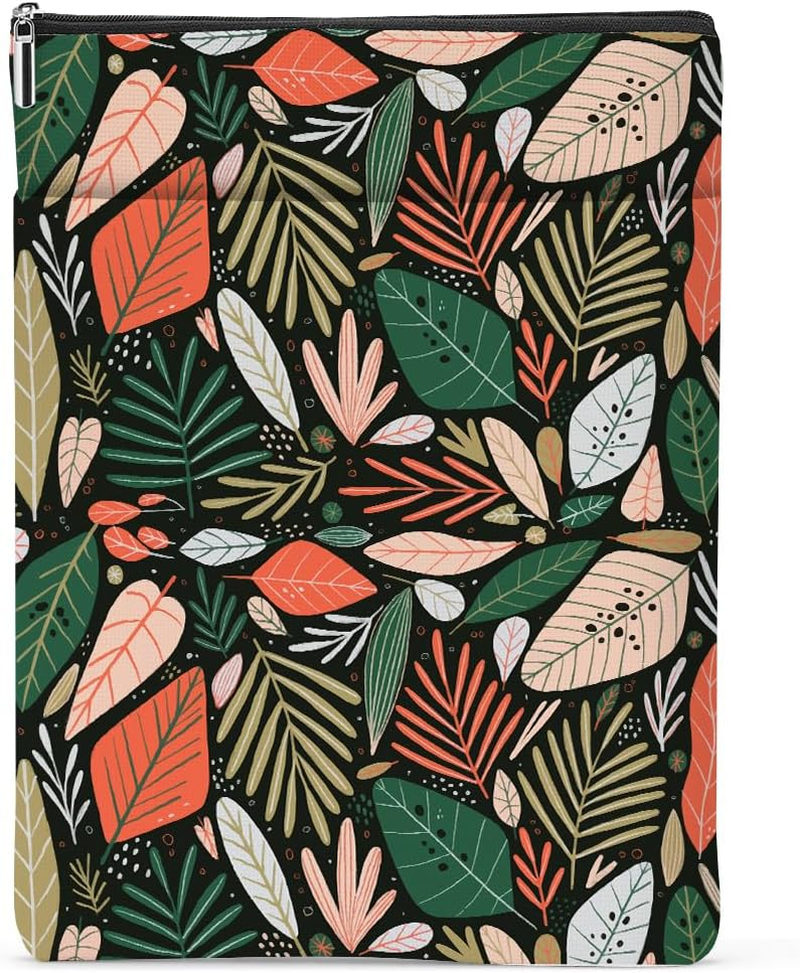 Jeilink Book Sleeve Book Protector Book Pouch Book Lovers Gifts Bookish Gifts Book Cover with Zipper for Hardcover Paperback Washable Leaves Printed Gift Bag for Women Mom Grandma Birthday, Bookcover image number 5