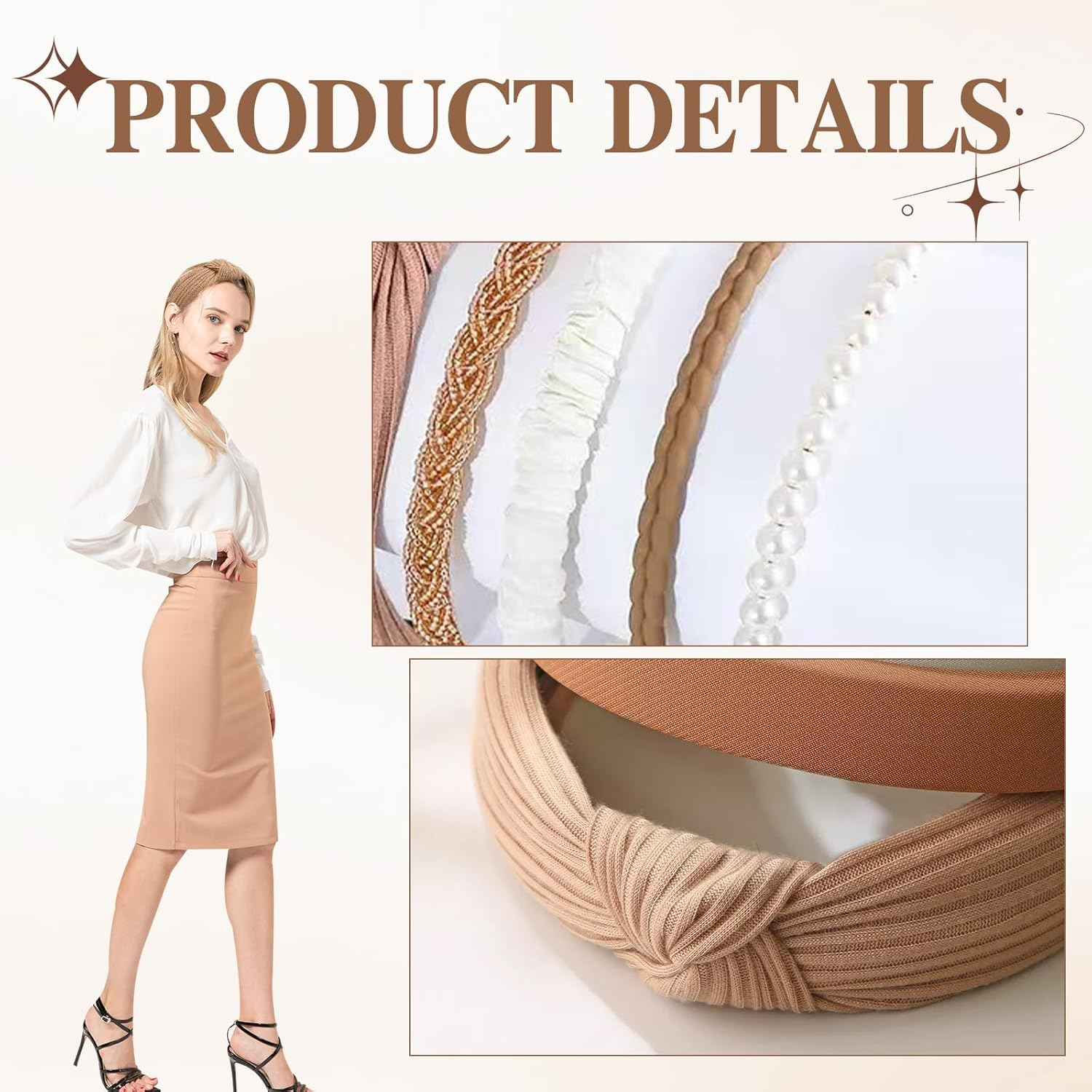 JYNVO Women'S Headband Set, Various Models, Elegant Headband, Hair Accessories for Girls and Women, Boho Wide Hair Bands, Non-Slip Headbands, Pack of 7 image number 3