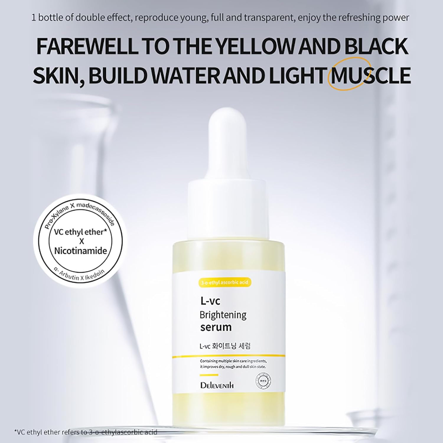 Deleventh Korean Brand Vitamin C Brightening Face Serum 37Ml / with 3-O-Ethyl Ascorbic Acid, Niacinamide and &Alpha;-Arbutin, Reduce Dark Spots and Fine Lines, Enhance Elasticity, Hydrate, and Protect Skin image number 1