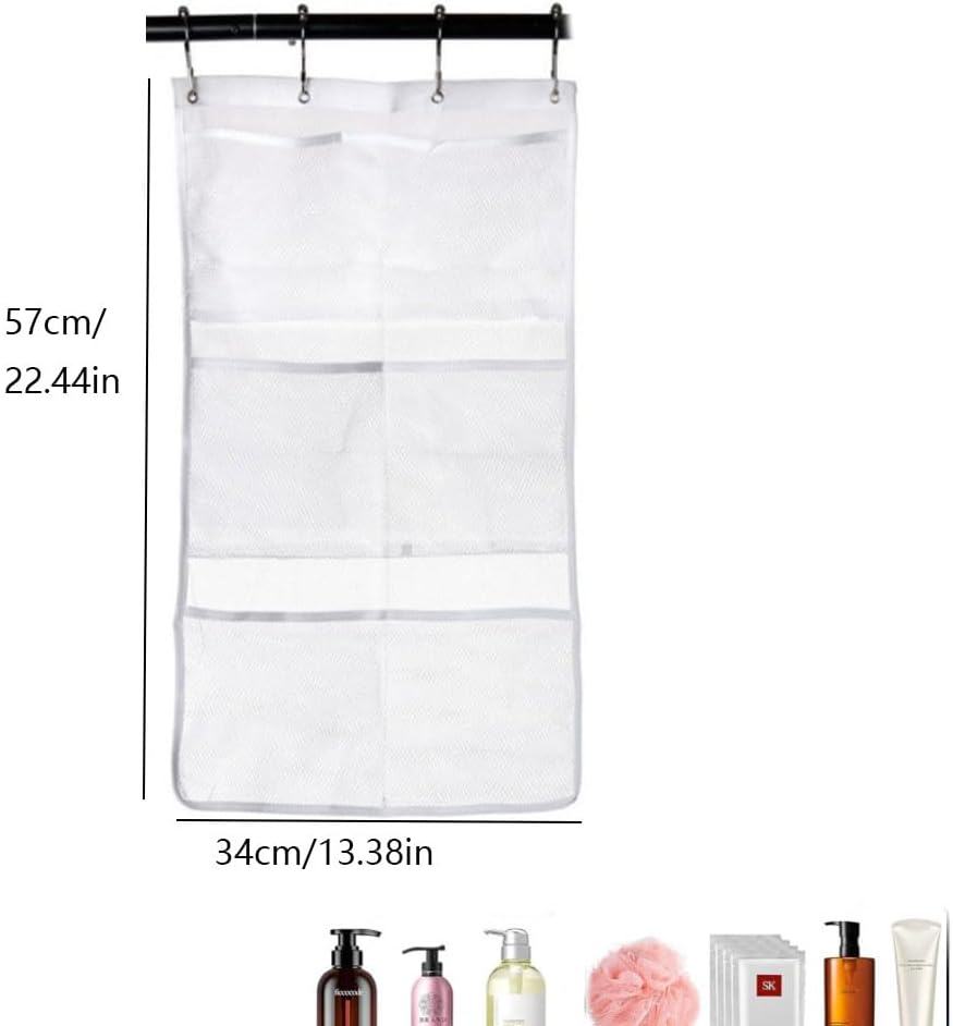 Armastuse Mesh Shower Caddy Hanging,With 6-Pocket,Foldable Hanging Storage Basket for Gym, School, Dorm, RV, Bathroom image number 2