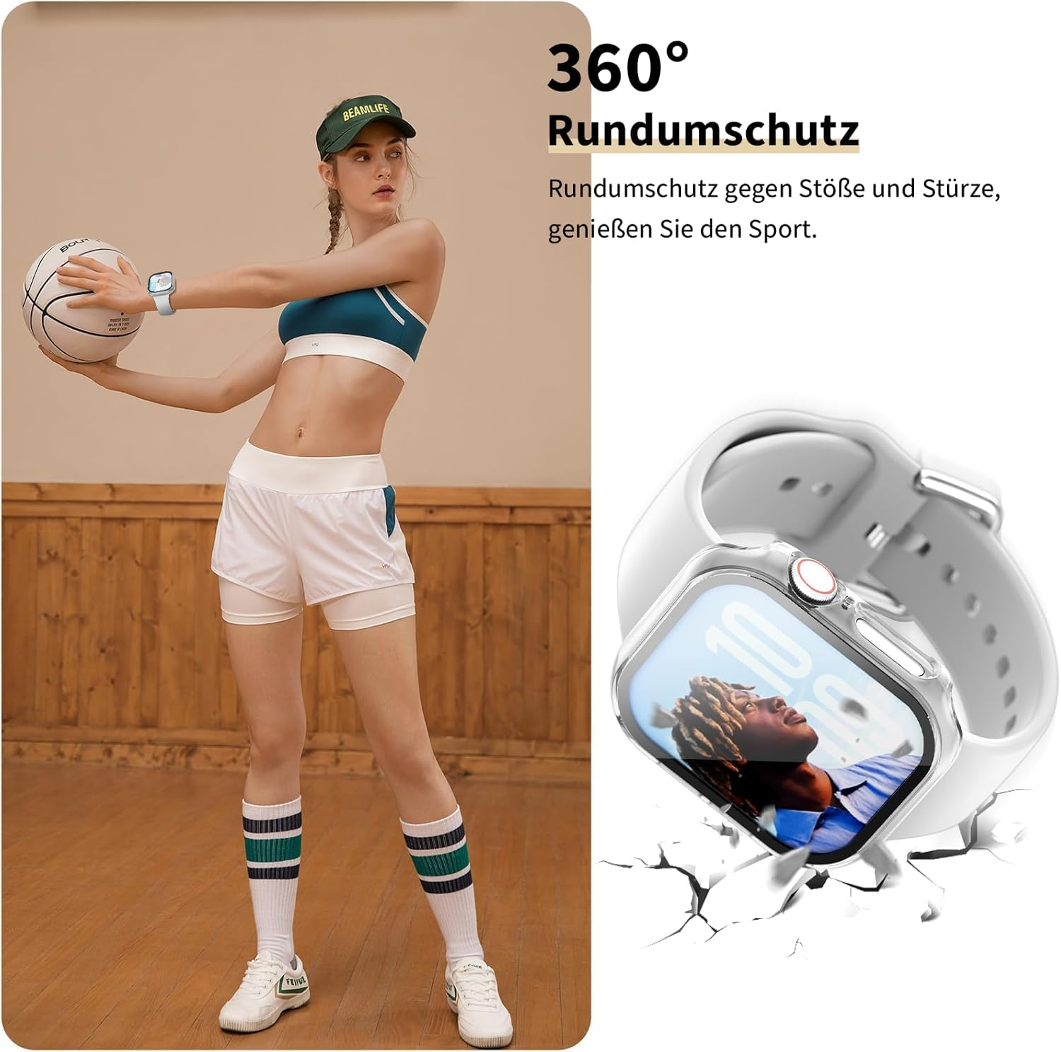 TGKML Pack of 2 Compatible with Apple Watch SE 2/SE/6/5/4 Protective Case with Screen Protector 44 Mm, Hard Case Built-In Scratch-Resistant Tempered Glass Screen Protector for Iwatch 44 Mm, image number 6