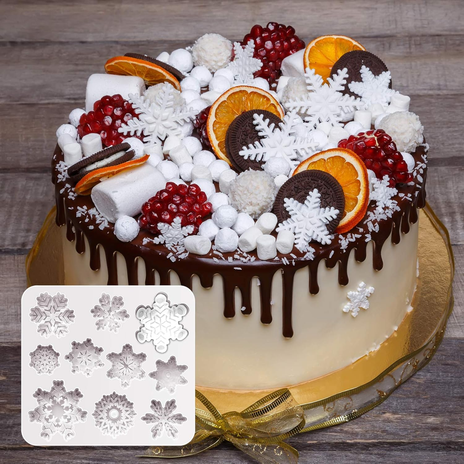 Boao 2 Pieces 3D Snowflake Silicone Mold Winter Snowflake Fondant Silicone Mold for Cake Cupcake Decoration Polymer Clay Crafting Projects(Gray) image number 5