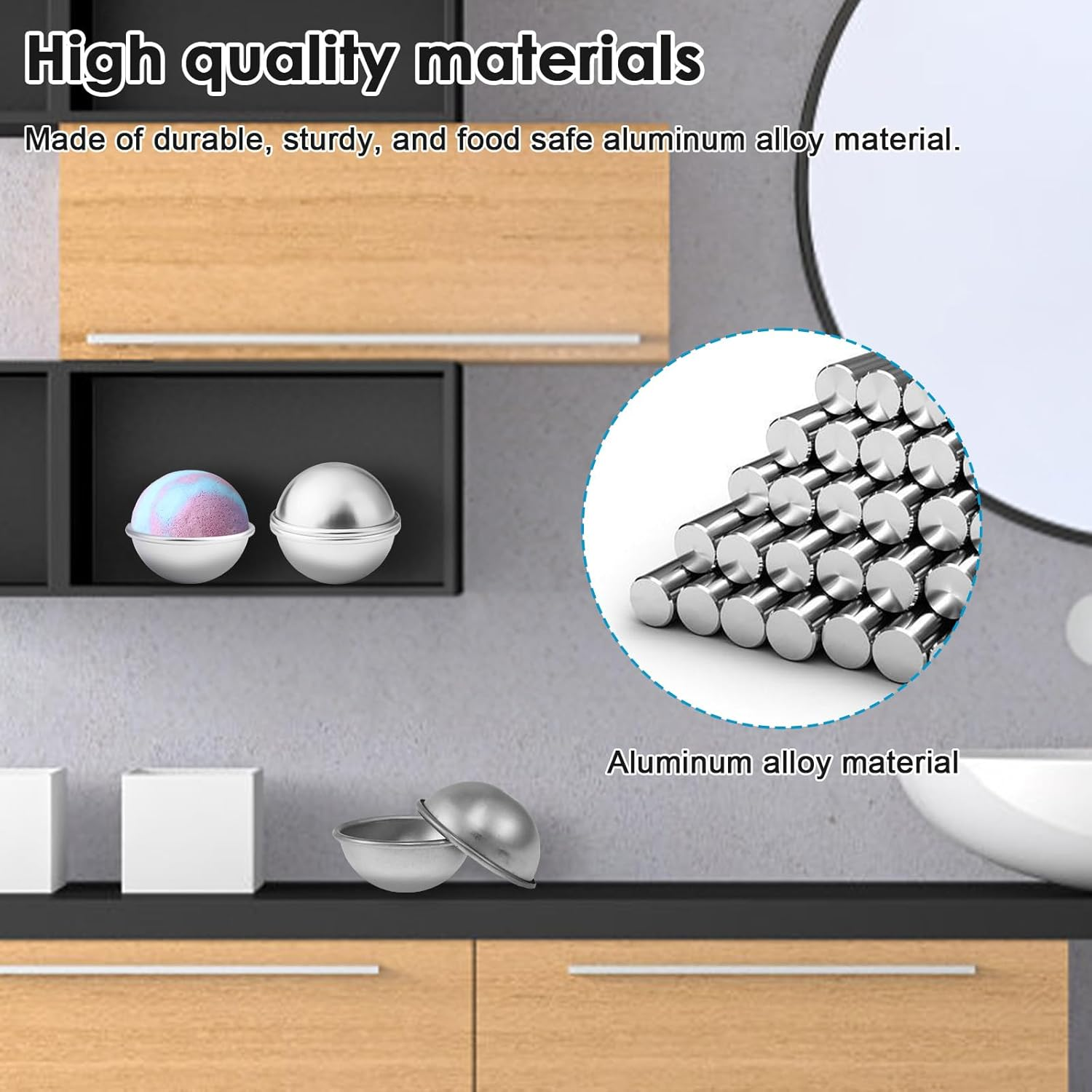 30 Pcs Bath Bomb Mold Aluminum Alloy Soap Mold Ball Shape Bath Bomb Moulds Press Metal Bath Bomb Accessories Handmade Cake Baking Mold 6.5Cm 5.5Cm 4.6Cm for Bath Bomb Soaps Cake