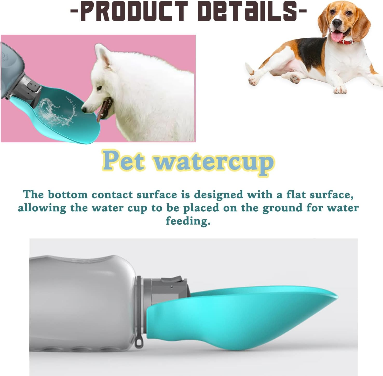 Hoclauho Dog Drinking Bottle, 800 Ml, Foldable, Leak-Proof Water Bottle for Dogs on the Go with Bowl, Bpa-Free, Antibacterial, Ideal for Walks, Travel, Car Trips image number 5