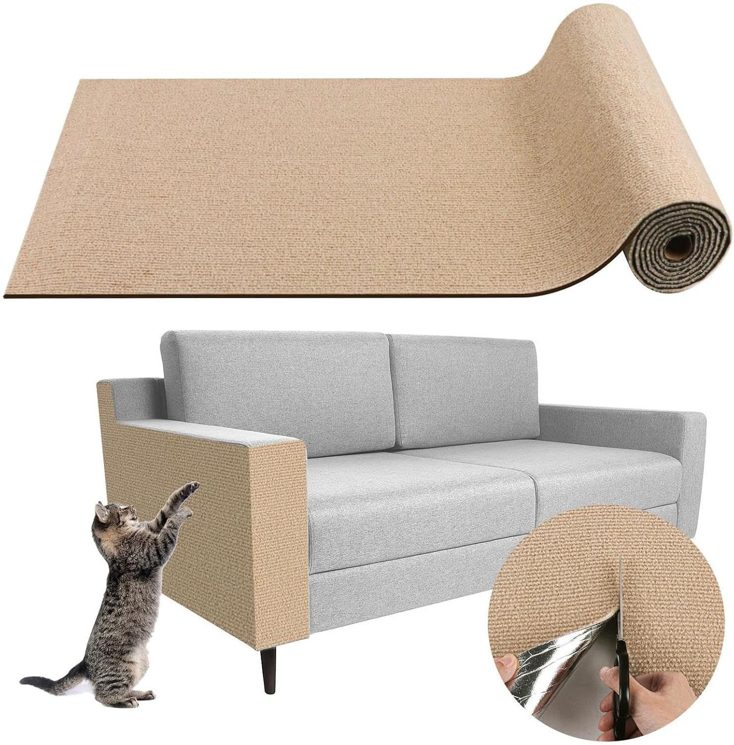 Cat Scratch Mat | Cat Scratching Mat Scratch Rug - Trimmable Cat Scratching Post Carpet, Climbing Cat Scratcher Mat for Cats Pets, Small Medium image number 2