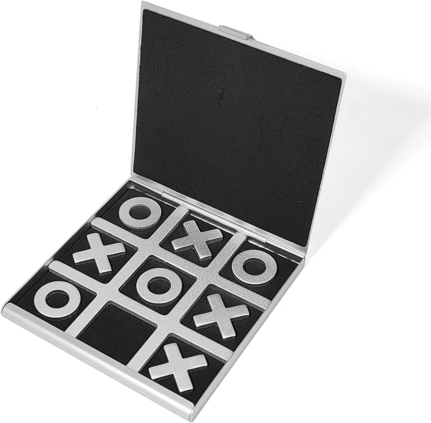 Portable Pocket Tic-Tac-Toe Set, Metal Foldable Travel Mini Cross Circle Light Weight Family Game image number 6