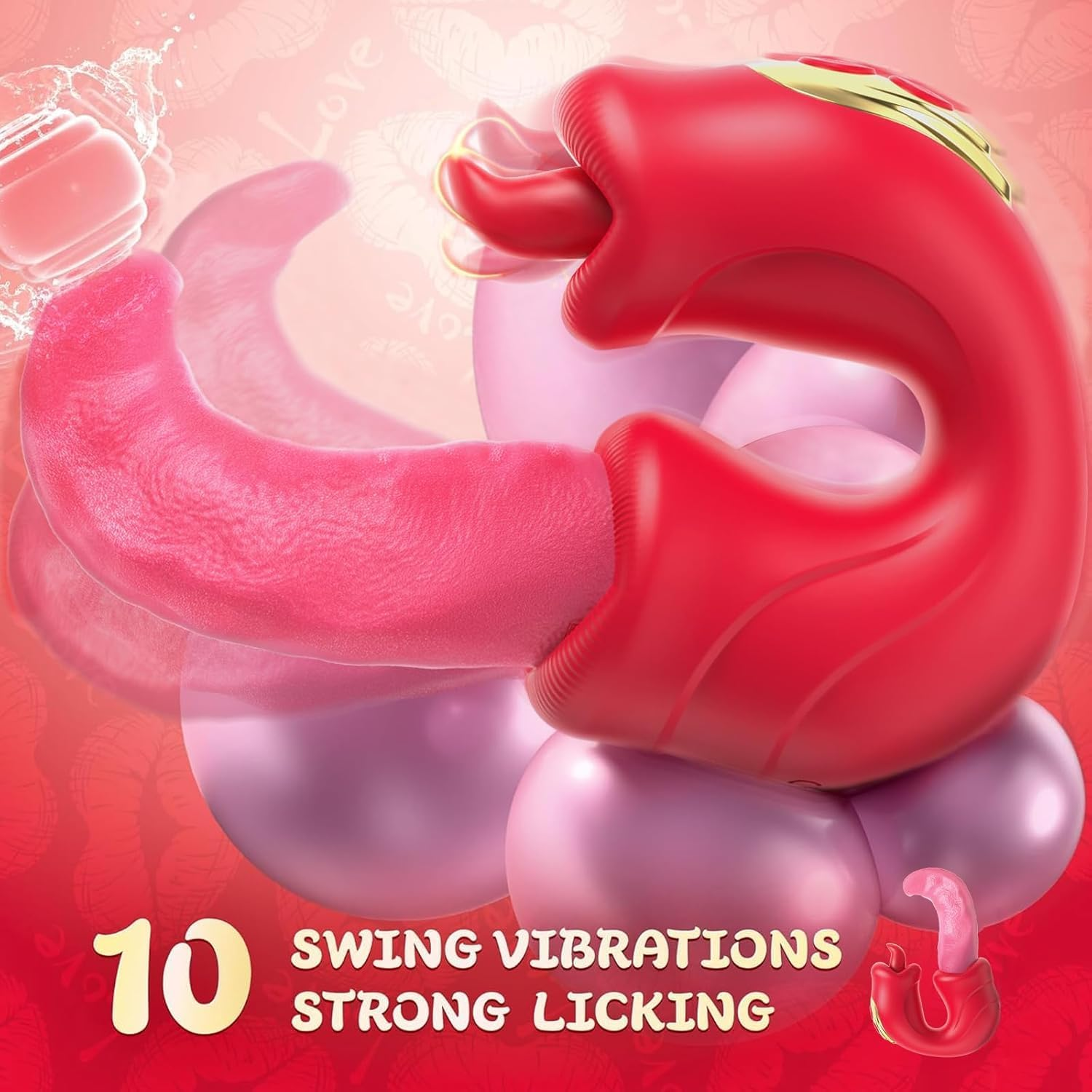 Tongue Vibrator Women Sex Toys - APP 3 in 1 Tongue Toy for Women Rose Sex Toys G Spot Vibrator Tongue Dildo with 10 Licking 10 Flapping Rotation 10 Vibrating Mode, Mouth Clitoral Stimulator Pleasure Tool Couple Adult Toys image number 2