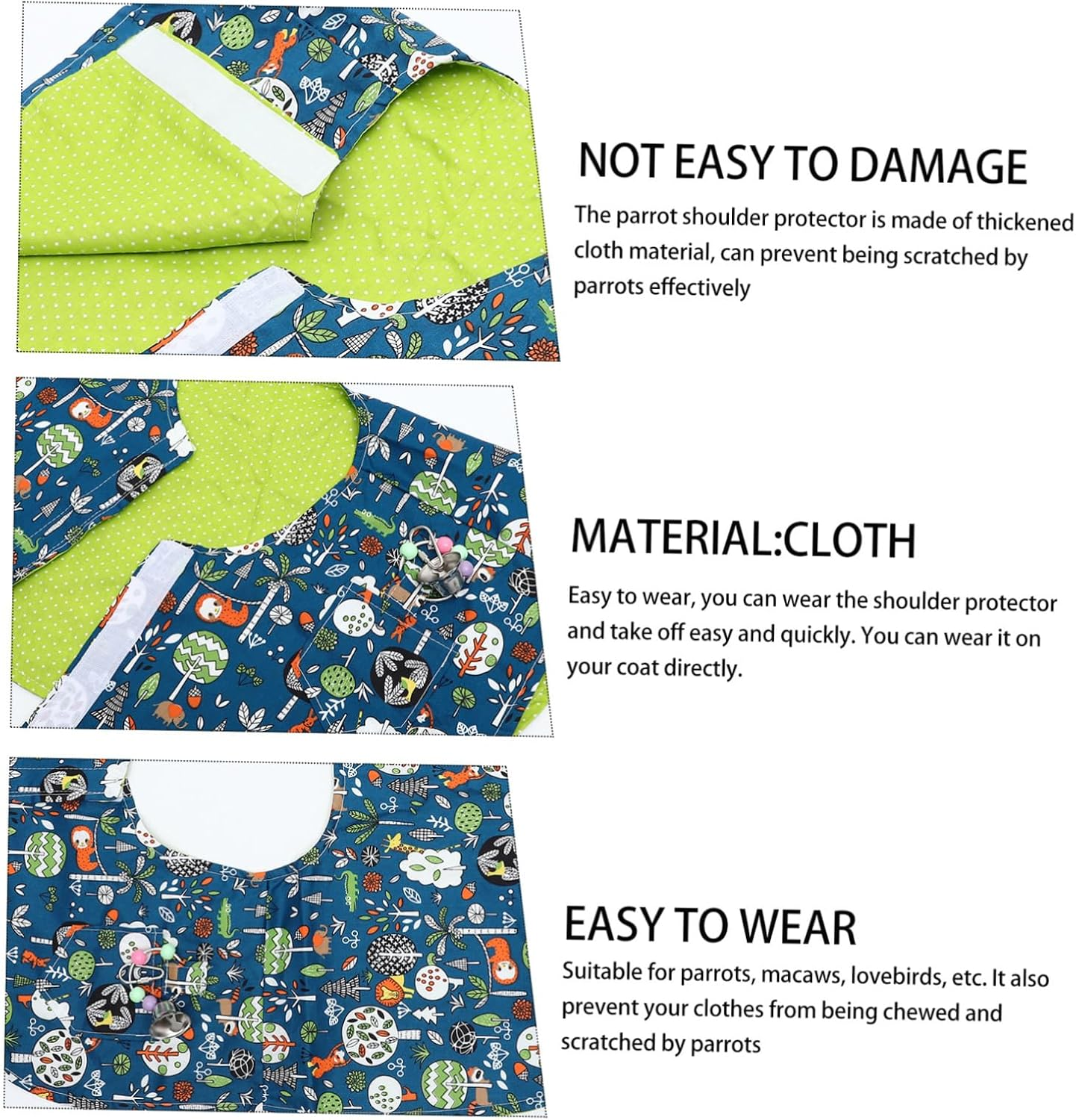 GANAZONO Parrot Shoulder Protector Anti-Scratch Pad Multi-Functional Diaper Shawl Pee Pad Bird Clothes Protector for Birds Pet Supplies image number 2