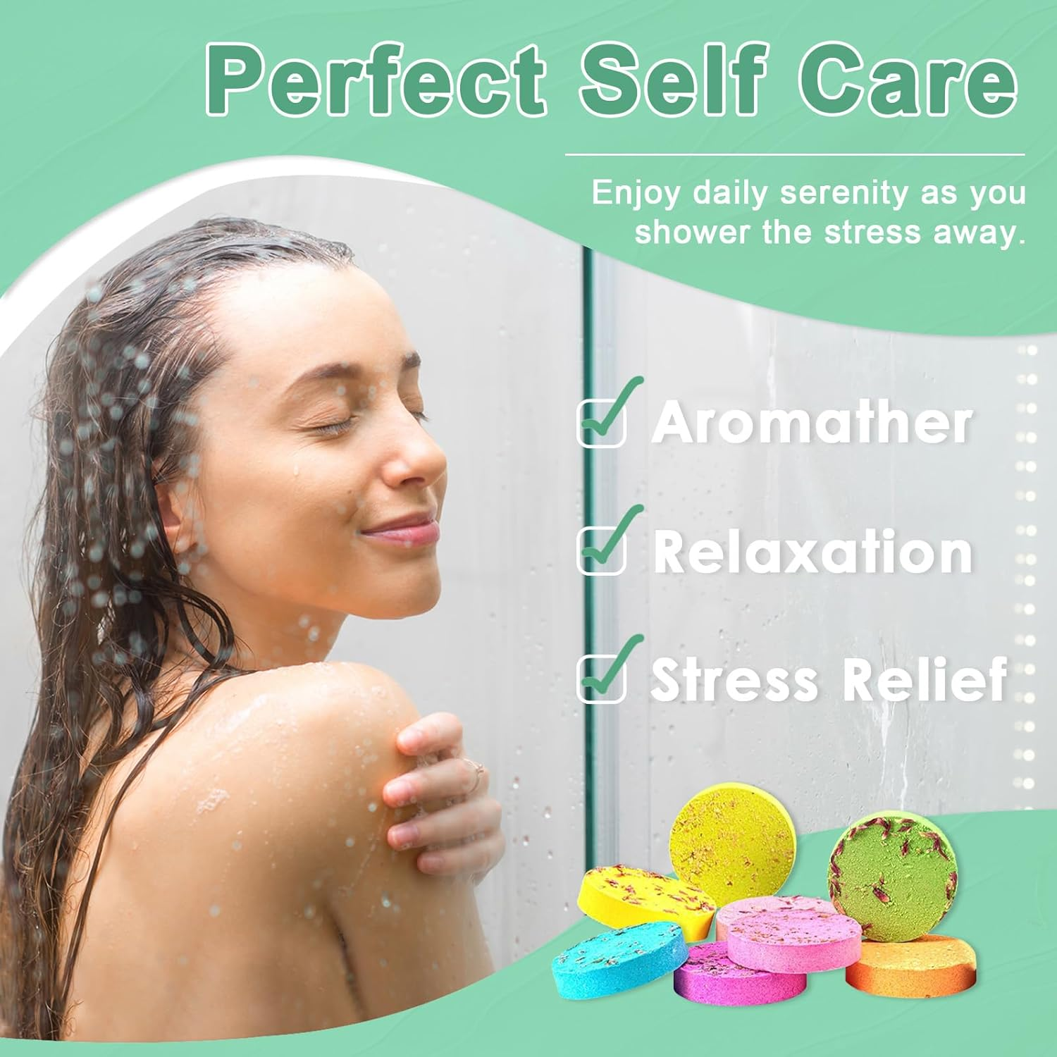 Tehttz 8Pcs Shower Steamers Aromatherapy with Gift Packing, Shower Bombs Bath Salts Self Care Shower Tablets for Stress Relief and Relaxation image number 1