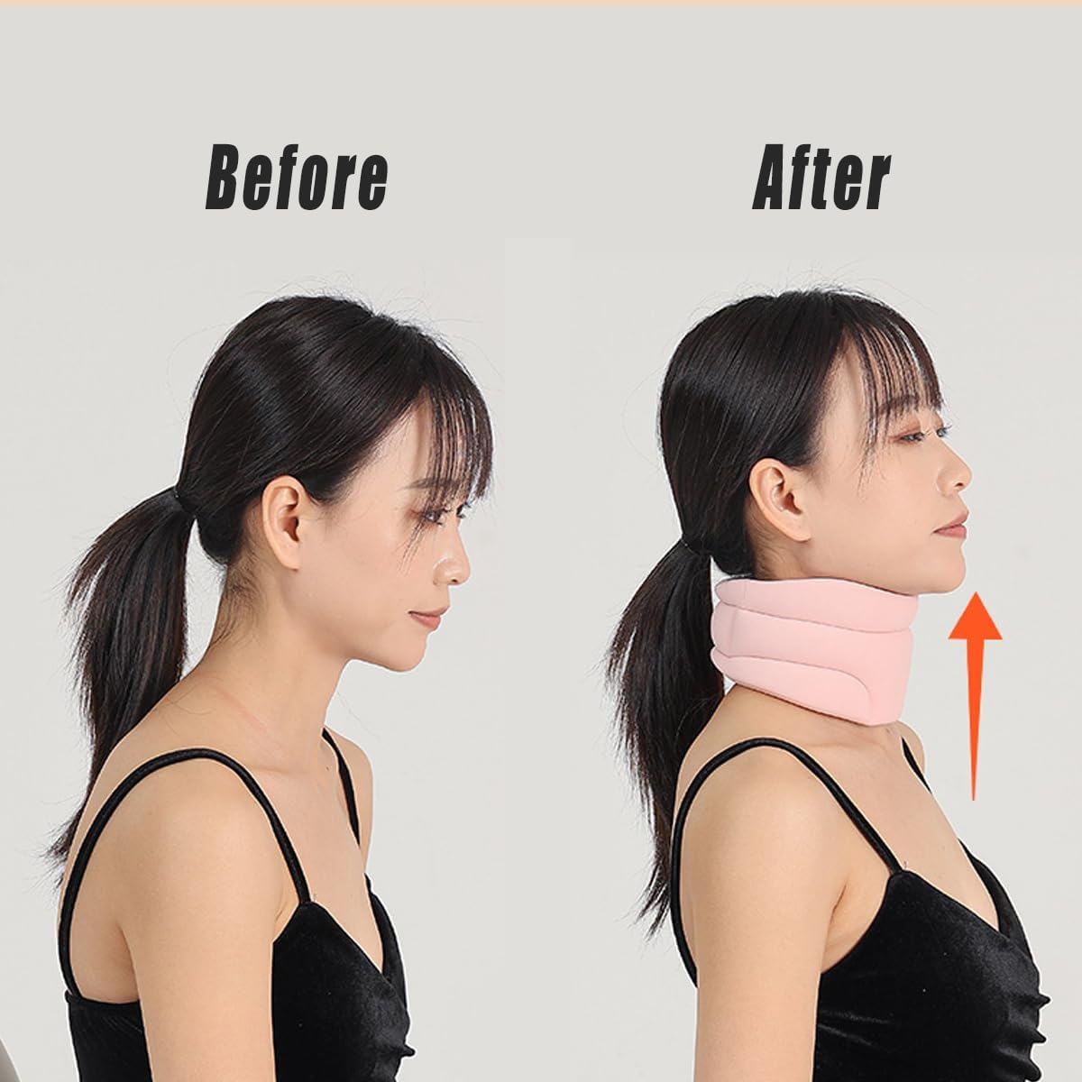 AIMALL Cervicorrect Neck Brace, Anti-Bow Forward Neck Straightener, Fixed Support Cervical Sleeve, Memory Foam, Available in Black, Grey, Pink - Black image number 5
