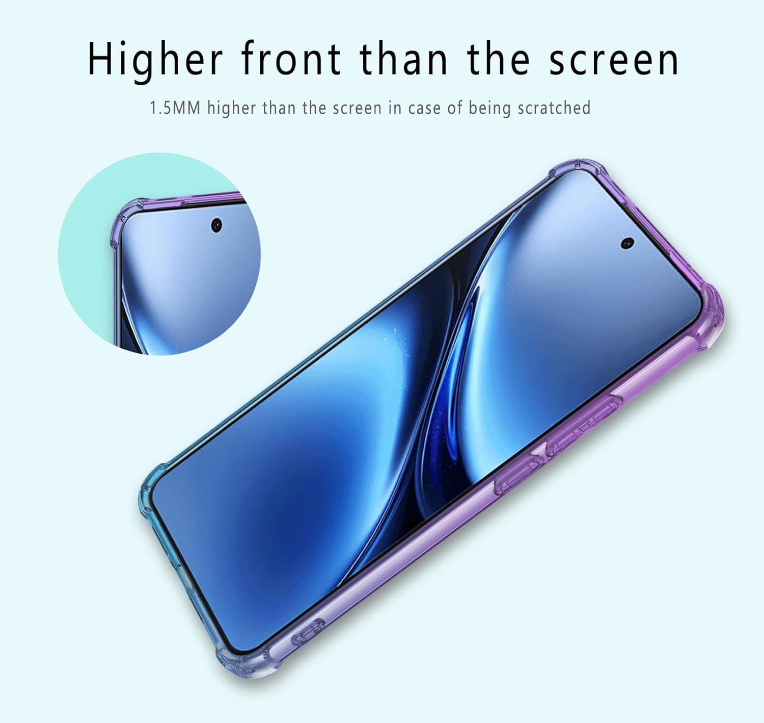 COMAKU Vivo X200 Pro Case - Ultralight Slim TPU Mobile Phone Case with Shockproof Protection, Stylish, Transparent Gradient Design for Vivo X200 Pro - Purple Blue - Purple-Blue image number 4
