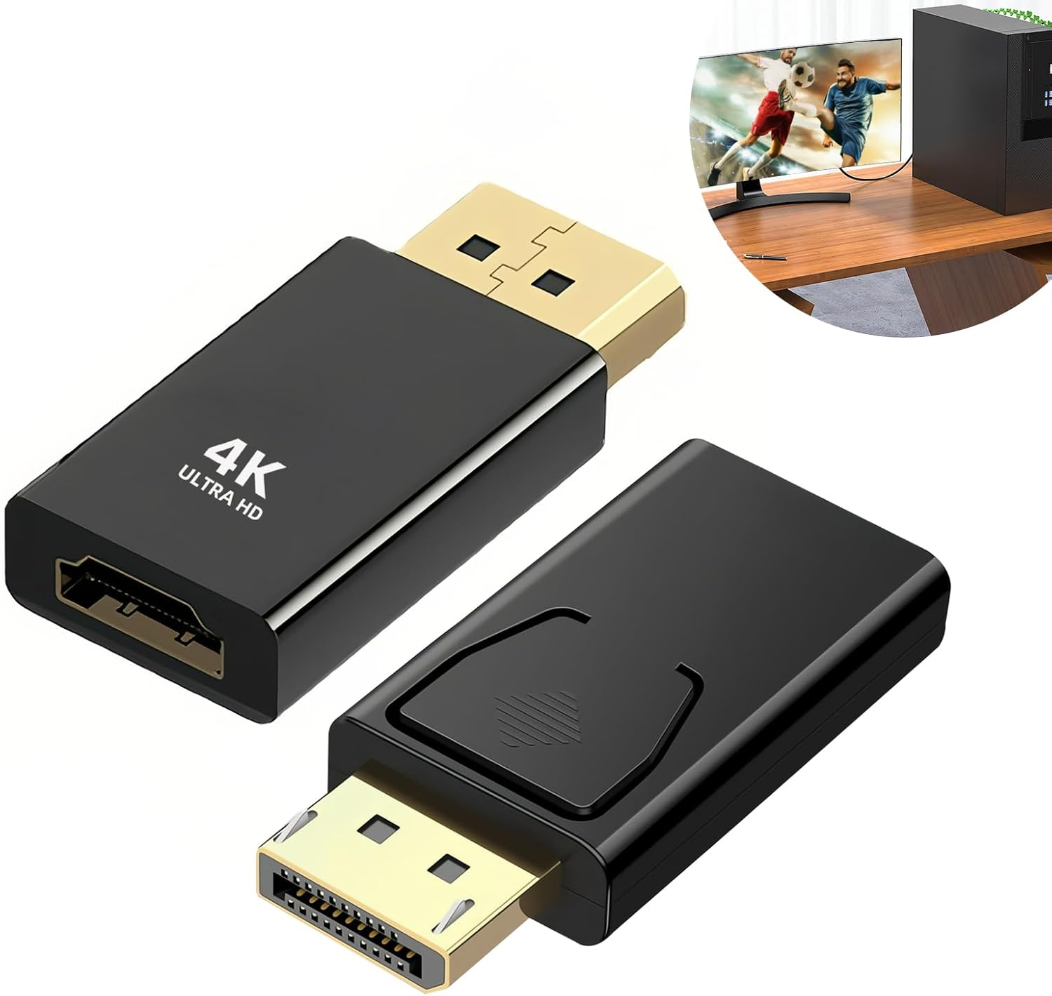 2 Pack Displayport to HDMI Adapter, 4K DP to HDMI Converter Displayport 1.4V Nickel Plated, DP Male to HDMI Female for Desktop, Laptop, Projector, HDTV image number 1