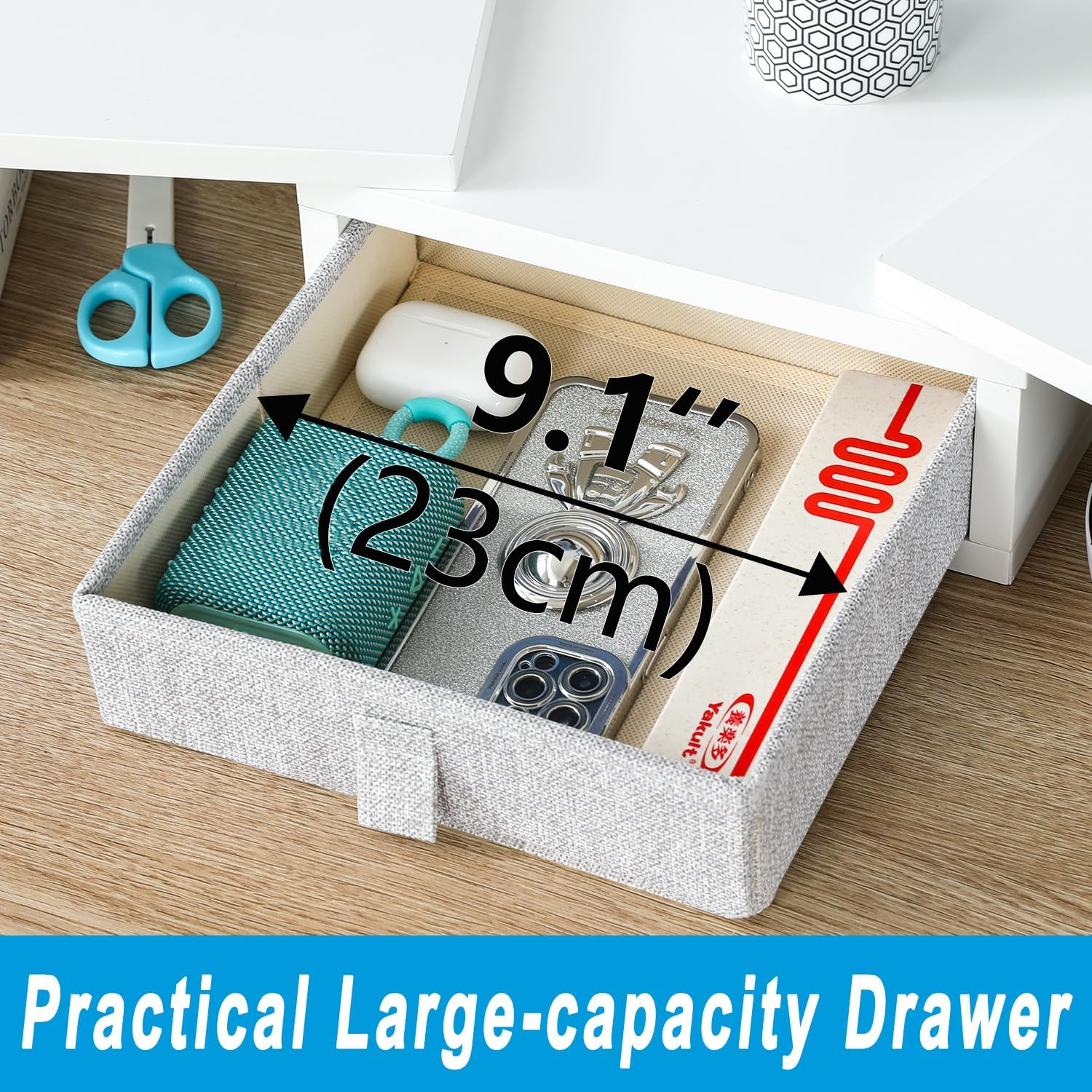 TEAMIX White Dual Monitor Stand Riser with Drawer - Length and Angle Adjustable Double Monitor Riser Corner Desk Shelf Organizer 37 Inch Long Monitor Riser for 2 Monitors/Laptop/Pc/Screen/Tv - White image number 4