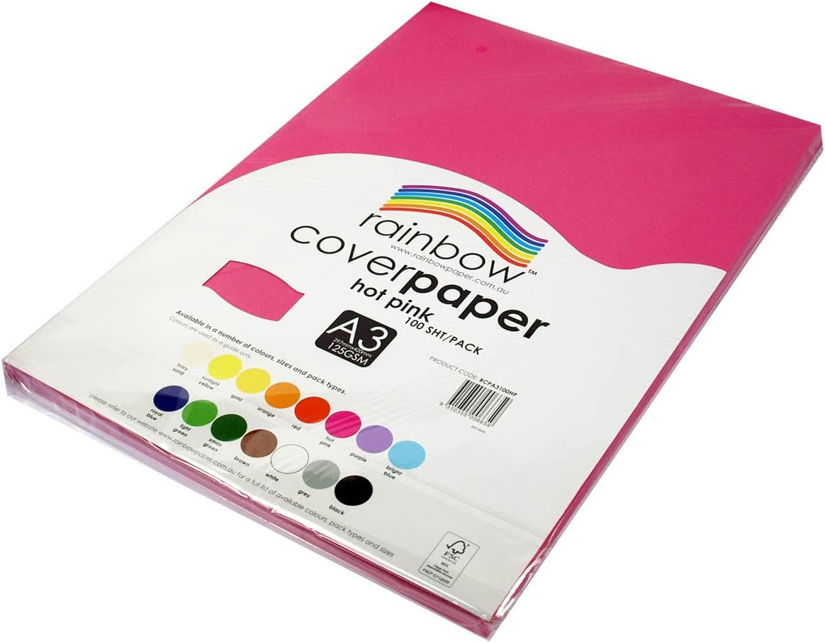 Rainbow A3 Cover Paper 100 Sheets, Hot Pink image number 2
