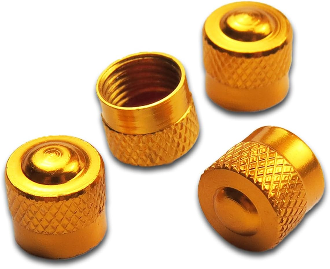 Pitlane Performance&reg; Aluminium Valve Caps, Pack of 4, Valve Covers, Aluminium Car Tyres, Schrader Valve, Valve Cover, Tyre Valve Caps for Car, SUV, Motorcycle, Bicycle (Black, Racing)