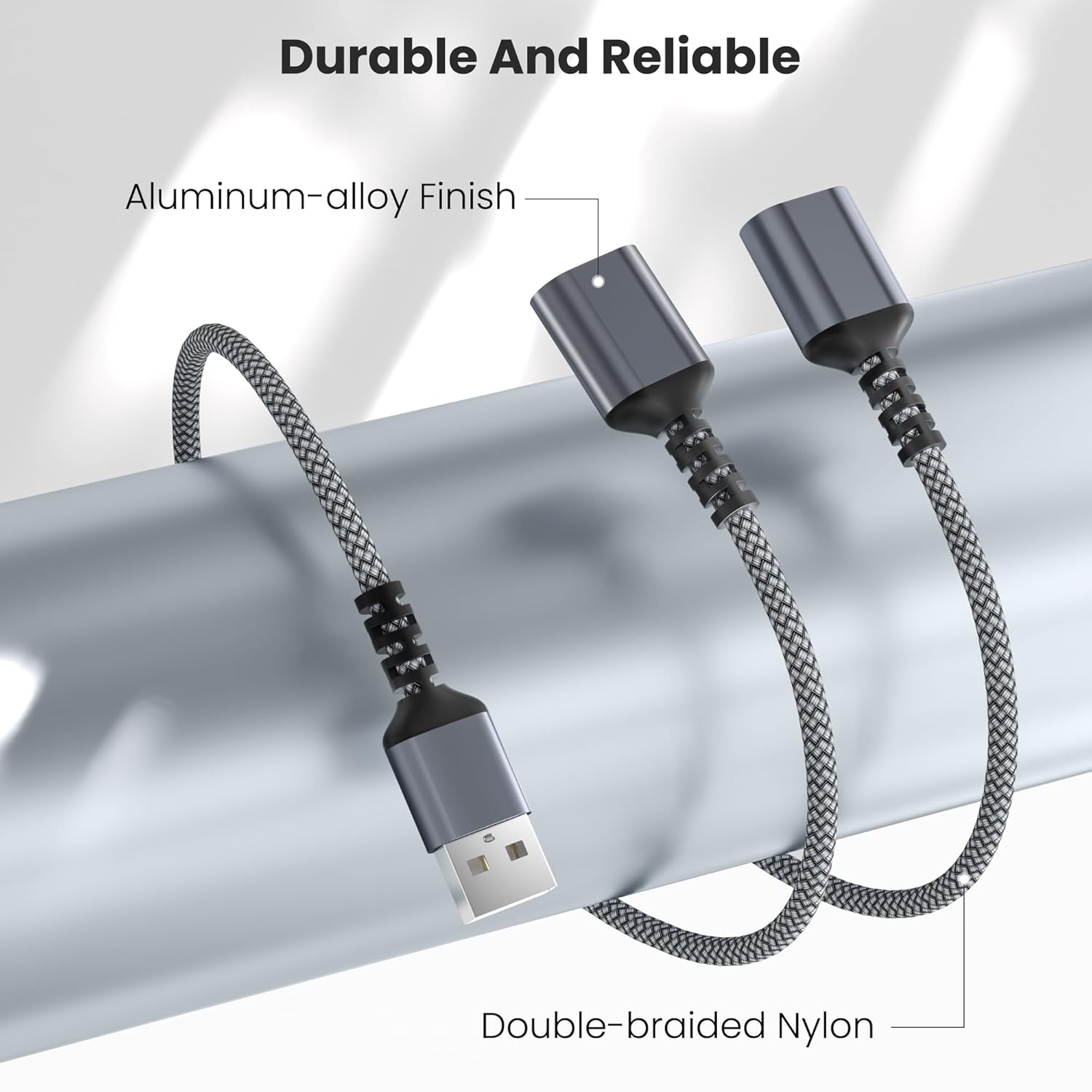 Basesailor USB Splitter 2 Port 1M, Y Cable, Male to Double Female Extension Cord Adapter, 1 in 2 Out Dual Extender Hub, Data Power Charger Split Converter for Car, Xbox One, PS4, PS5, Laptop image number 6