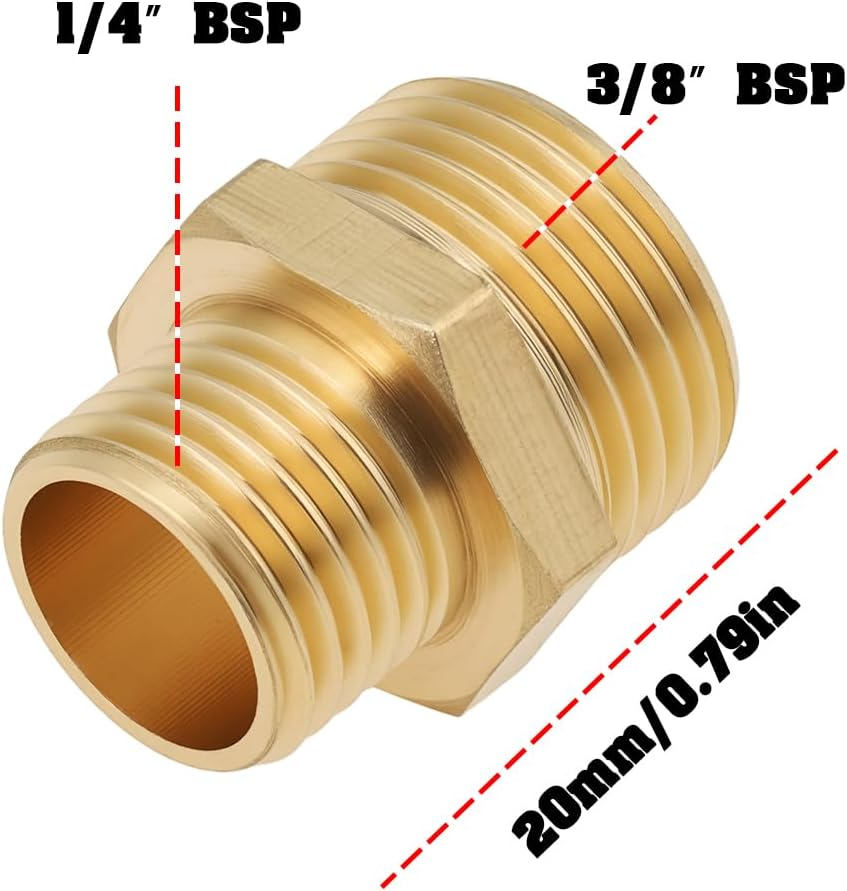 SG Store 4Pcs Male BSP 3/8 to 1/4 Inch Brass Adapter for Liquid Gas Pipe System Connection image number 6