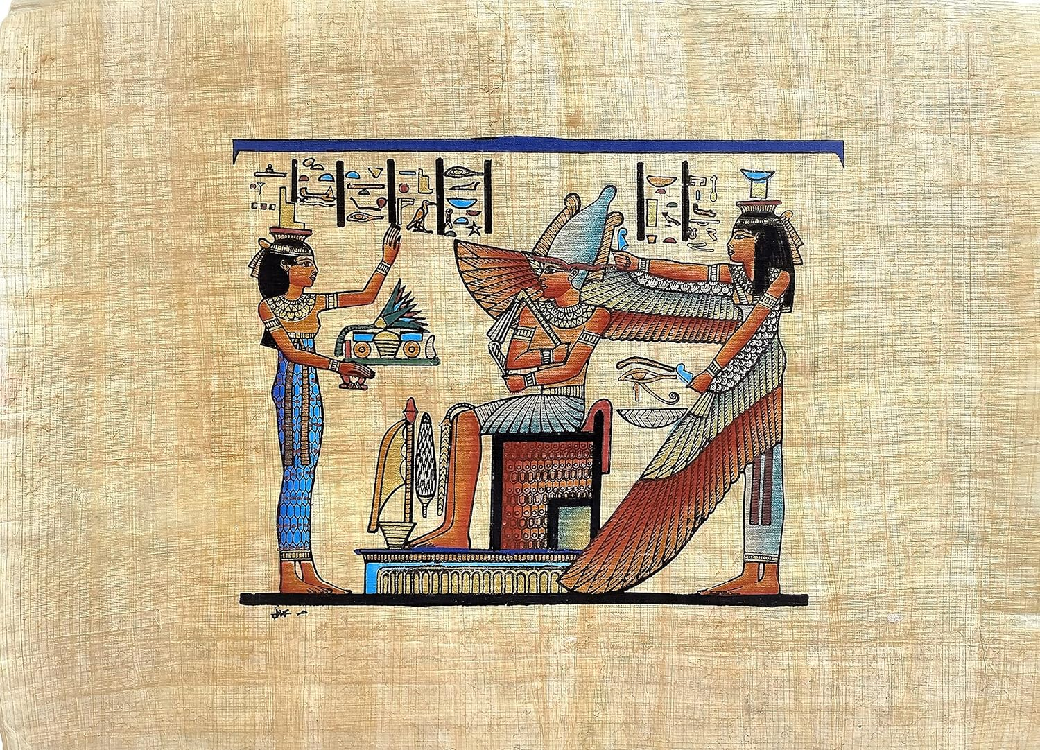 Nilecart Collection of 4 Sheets Egyptian Papyrus Paintings Original Hand Painted Papyrus Paper Ancient Egyptian Size 9X13 In. Handmade in Egypt. (ISIS Collection) image number 4