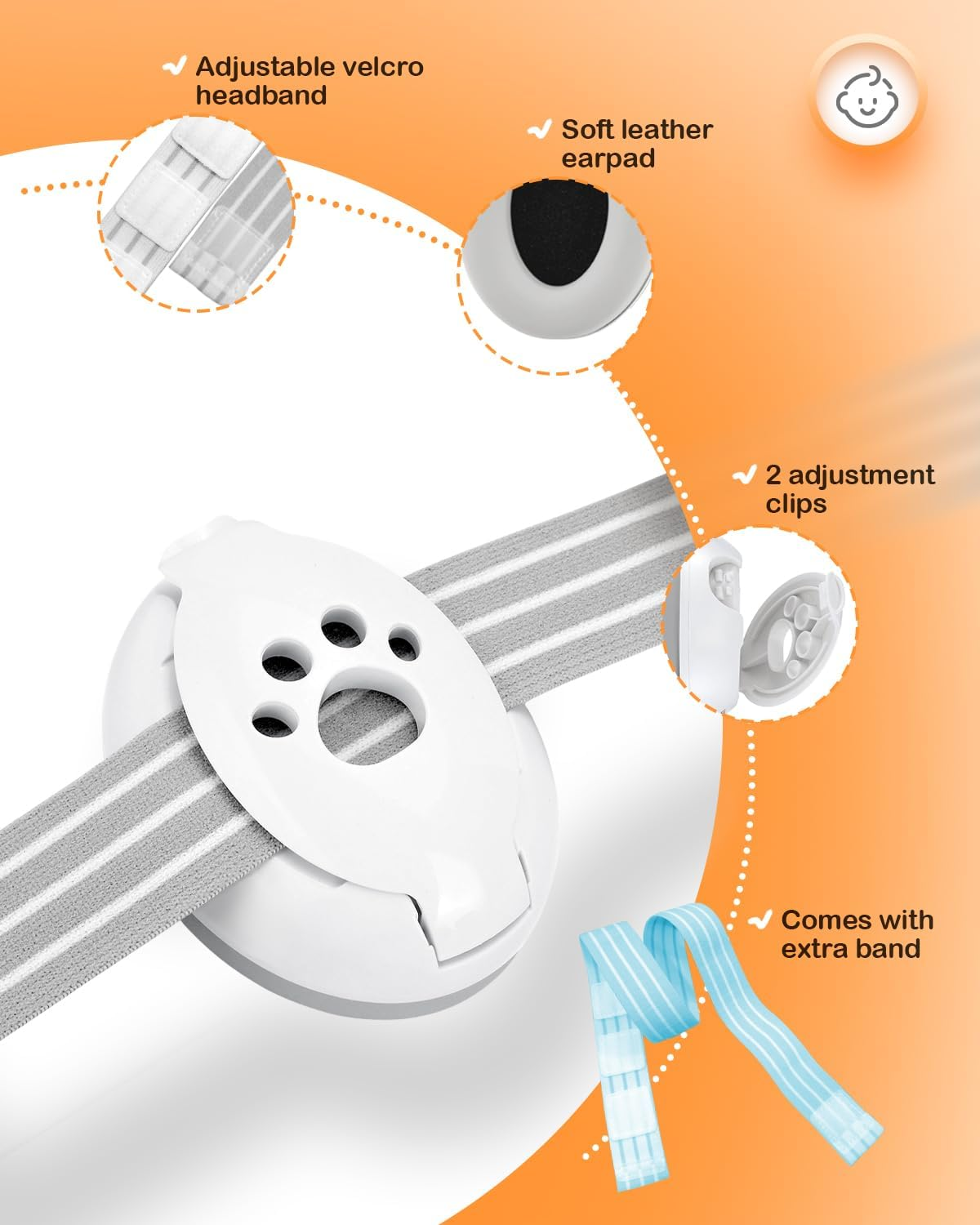 ZOHAN Baby Ear Muffs Noise Canceling Protection Headphones for Toddler and Infant up to 36 Months with Replacement Headband image number 6