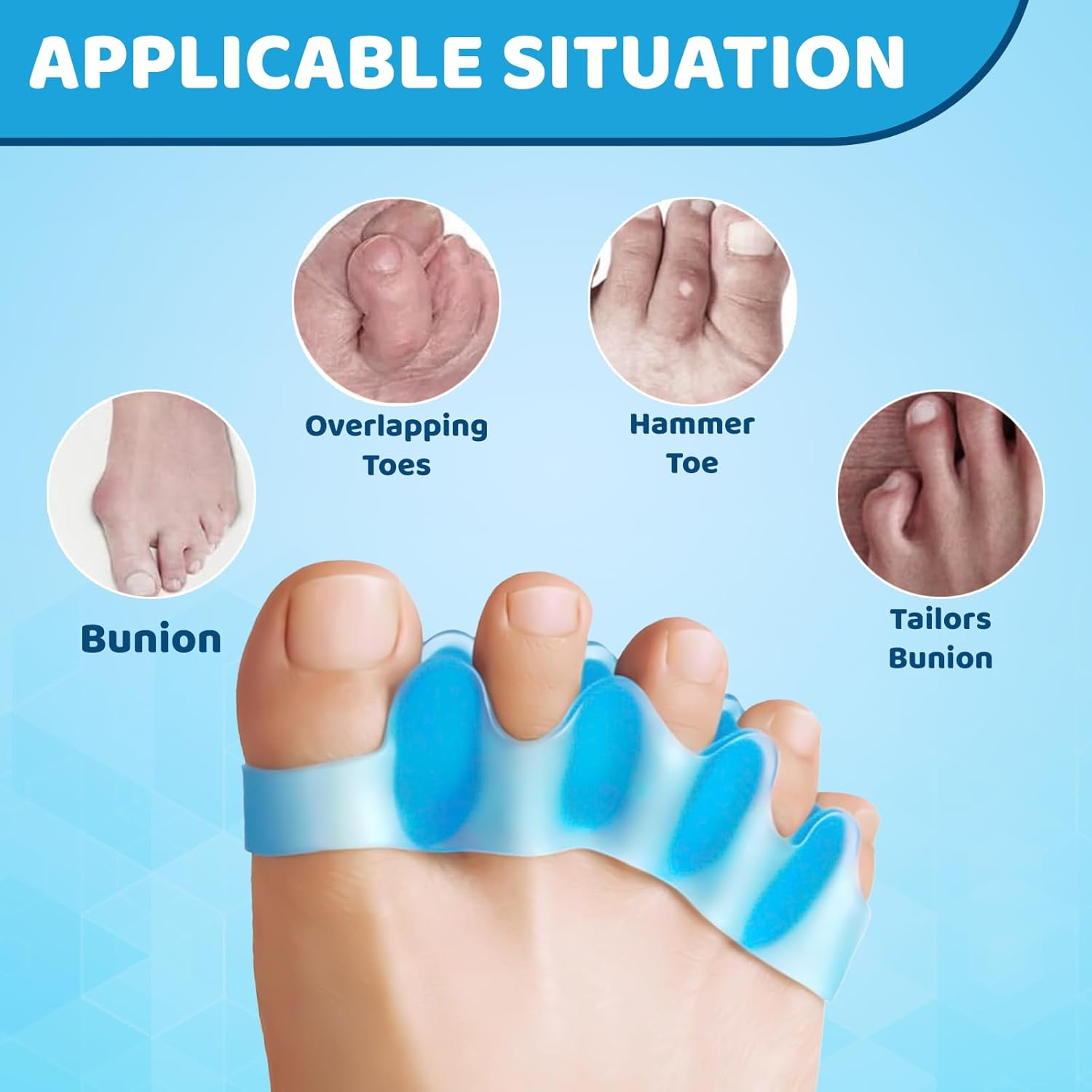 NAILGILRS Toe Separators - 2 Pair Toe Spacers Straightener to Correct Bunions, Soft Rubber Toe Spreader for Men and Women, Foot Pain Relief from Plantar Fasciitis, Hammer & Claw Toes image number 1