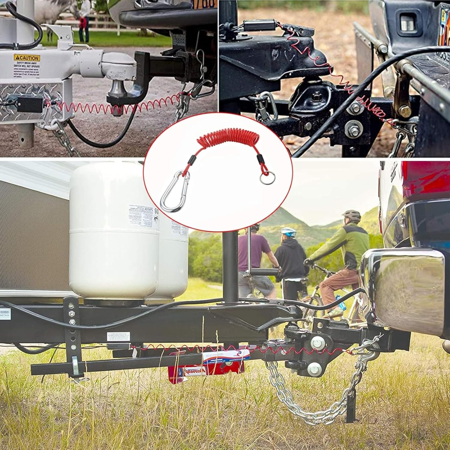 Breakaway Trailer Brake Cable - 6FT Heavy Duty Stainless Steel Coiled Safety Cable with Spring Clip, Uv-Resistant Towing Wire for RV, Camper, Boat & Emergency Brake Replacement image number 4