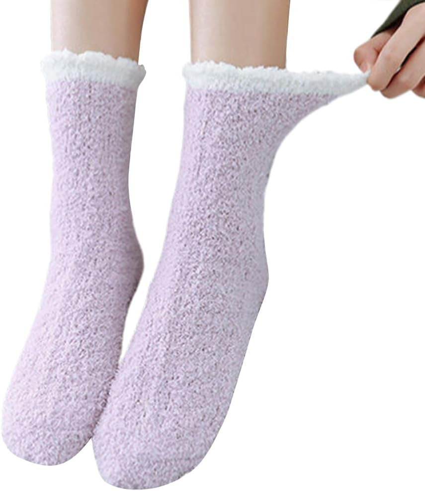 Dress Cici Slipper Socks for Women, Fuzzy Bed Socks, Cozy Warm Fluffy Socks (5 Pairs) - 2 Blue+2 Grey+1 Camel image number 6