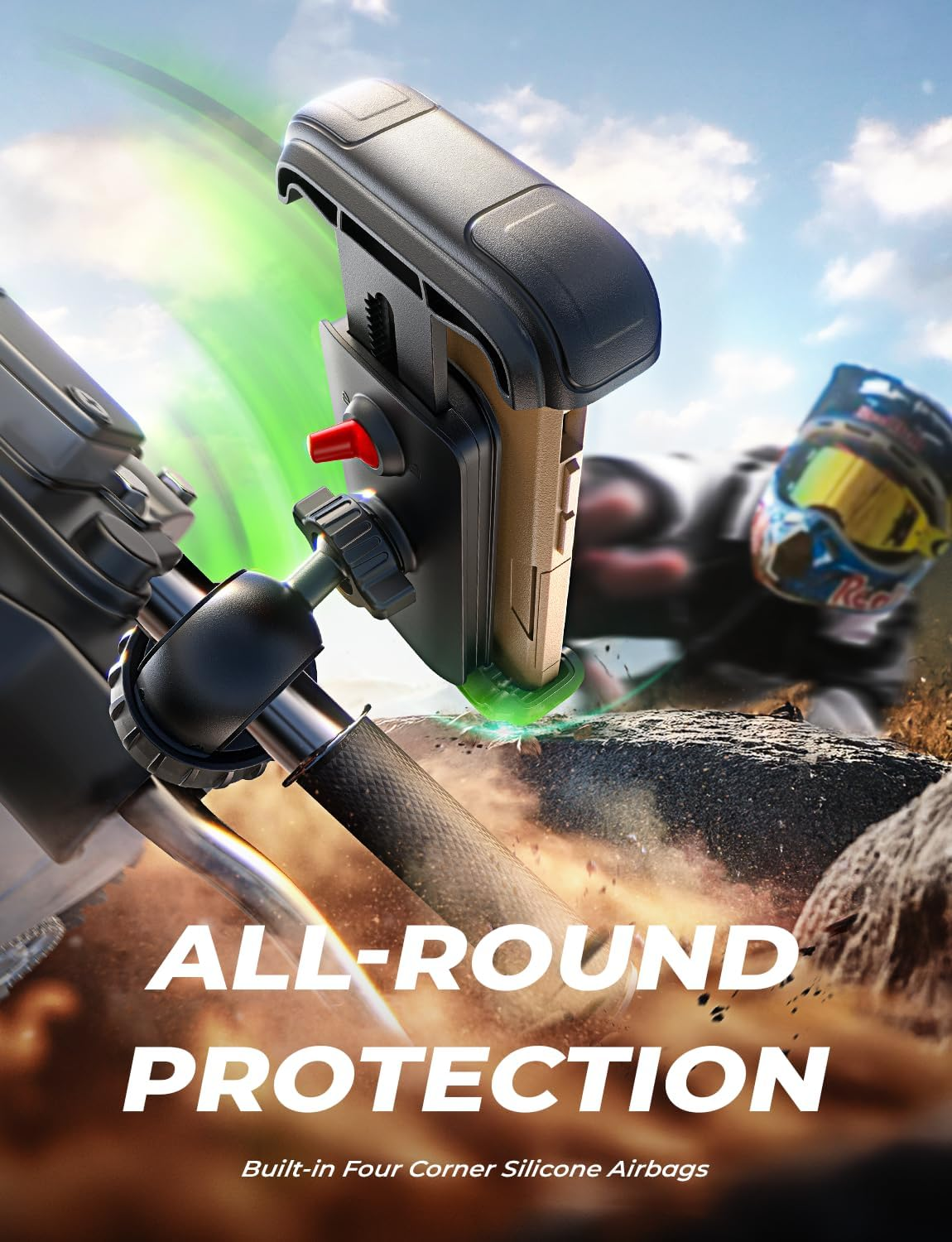 LISEN Bike Phone Holder Mount for Bike Motorbike Mobile Phone Holder Bicycle Motorcycle Pram Handlebar Clamp Phone Holder Mount for Road Bike MTB Scooter with 360 Rotation for 4.7-7" All Smartphones