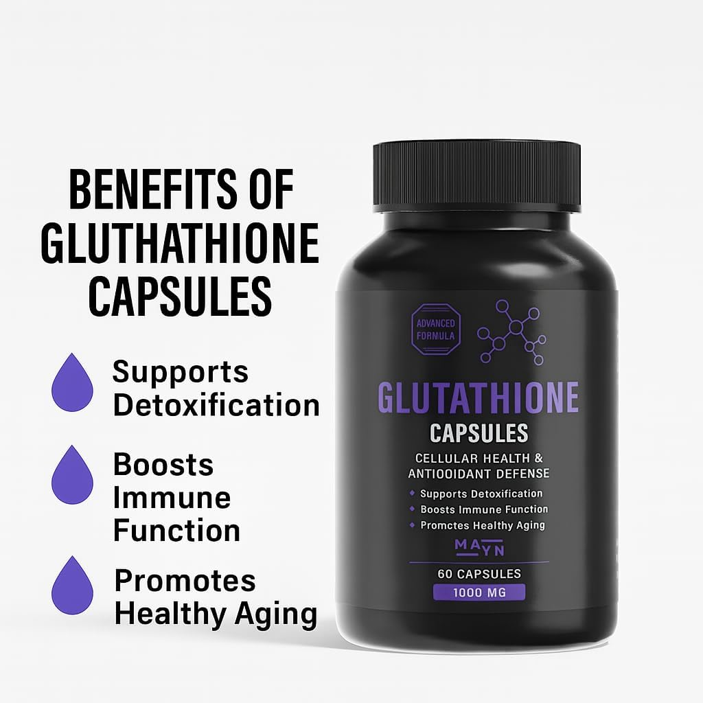 Glutathione Capsules &ndash; 1000Mg High Strength Plant-Based Formula with Naturally Occurring Antioxidants &ndash; Vegan, Non-Gmo &ndash; 60 Capsules