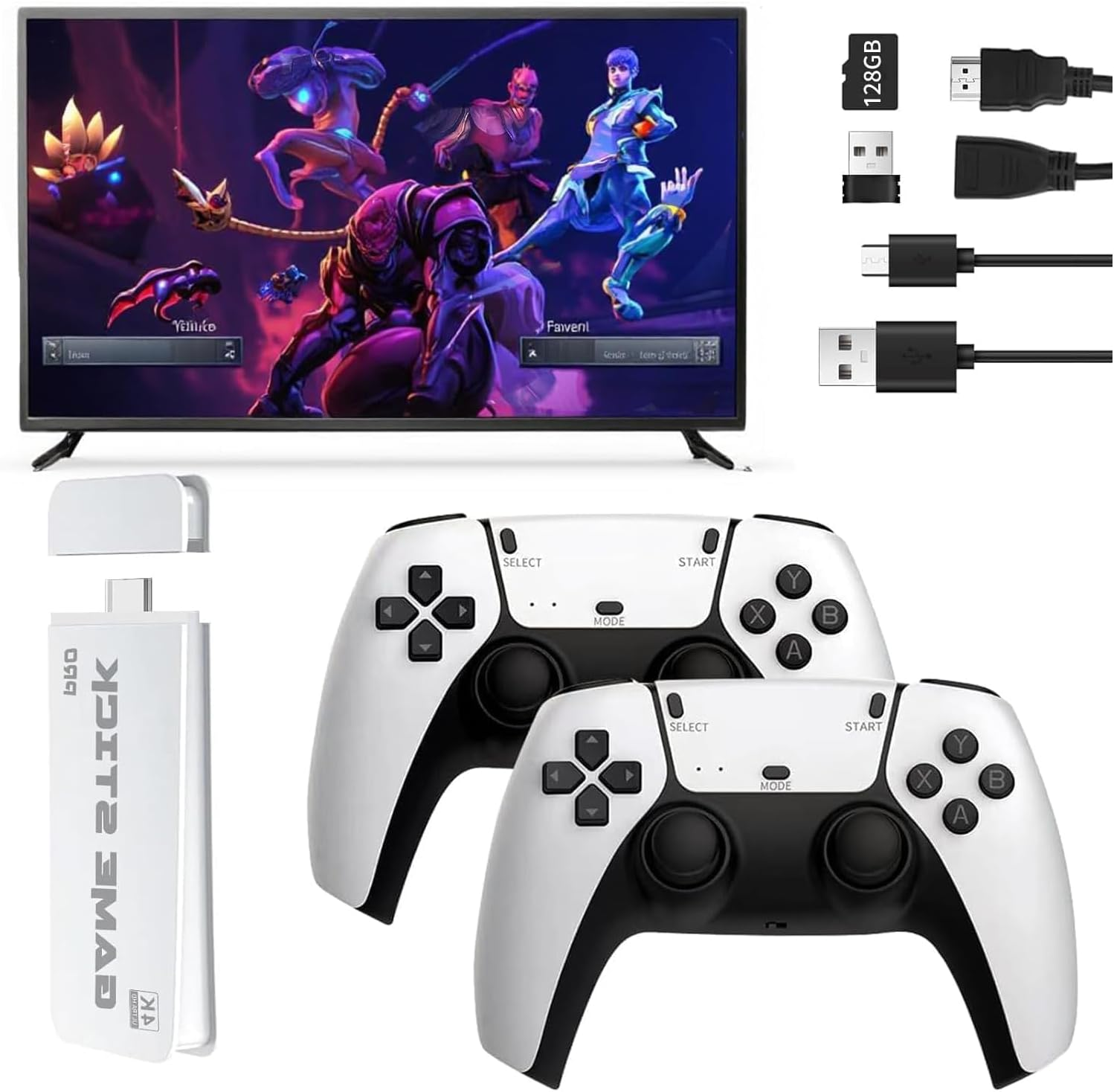 CHICCLO Retro Game Console, Retro Game Stick,2.4G Wireless Mini Video Games Emulator (128G) image number 2