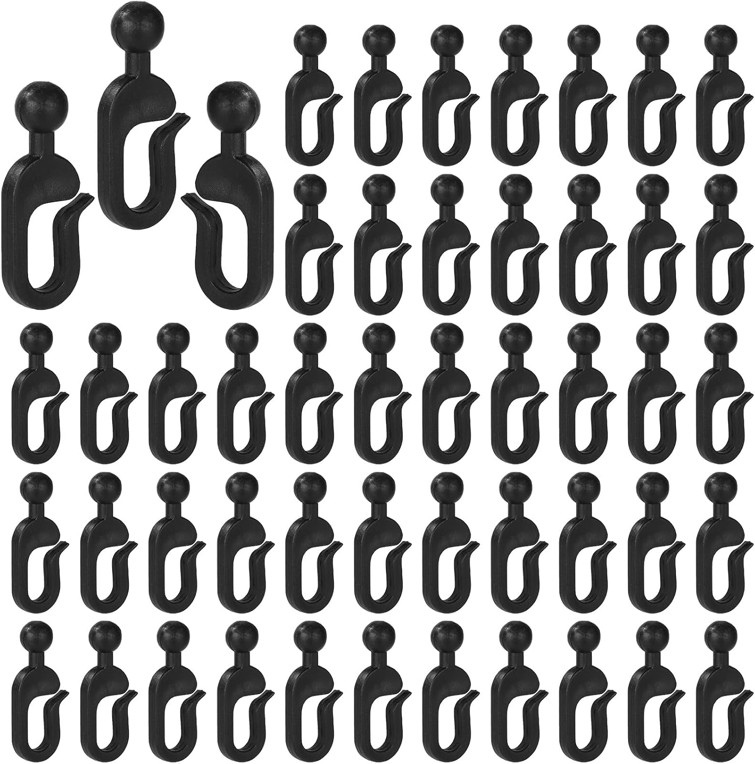 Lyreh 50Pcs Plastic Hooks for Gazebo Curtains, Invisible Curtain Track Hooks for Outdoor Gazebo Canopy Home Hotel Supplies (Black) image number 6