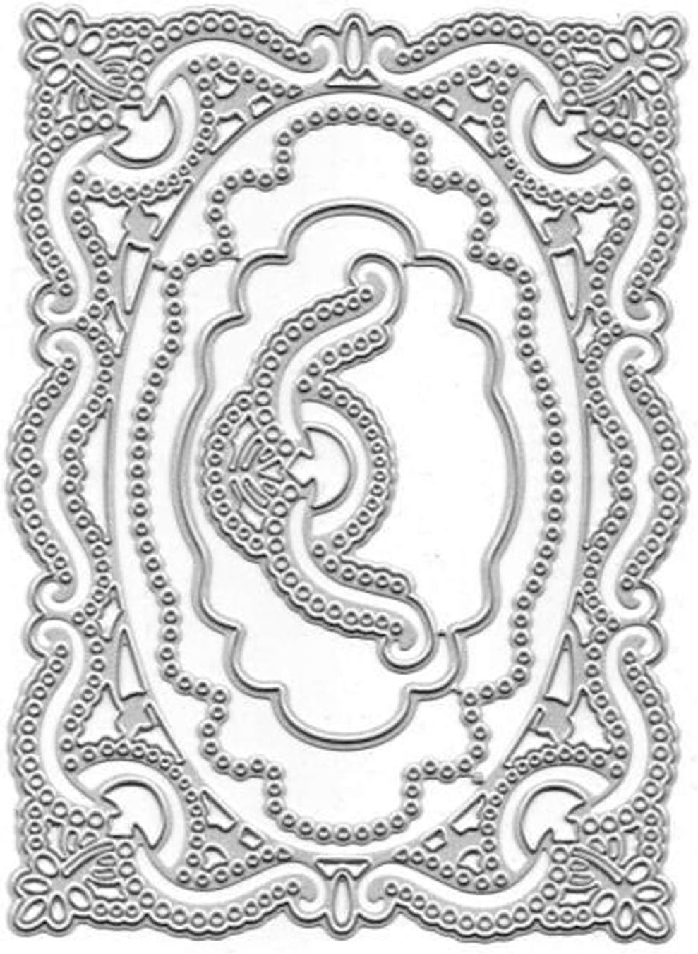 Lace Flower Frame Metal Die Cuts, Wedding Lace Edge Hole Rectangular Frame Cutting Dies Cut Stencils for DIY Scrapbooking Album Decorative Embossing Paper Dies Card Making image number 6