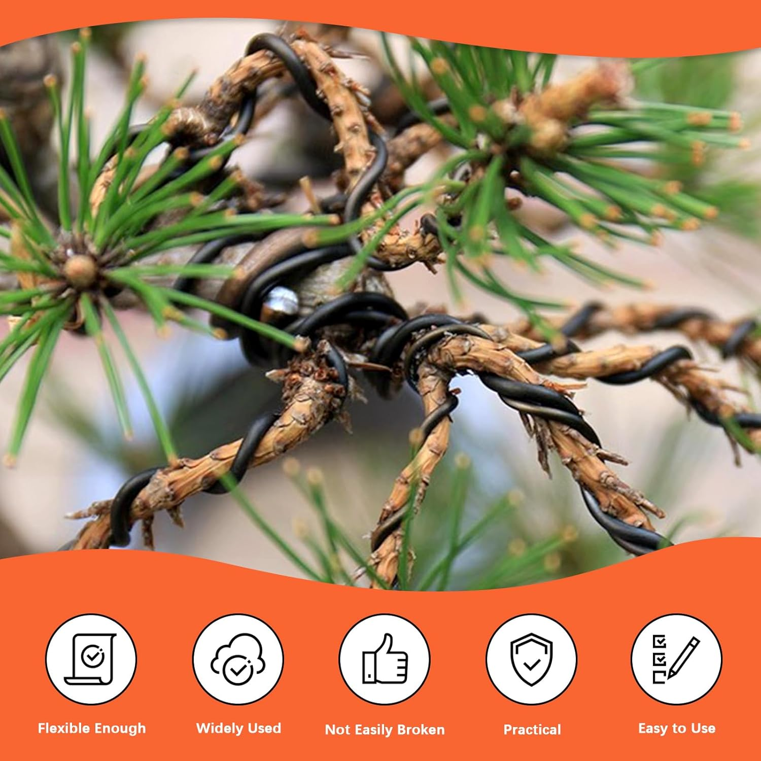 Tanstic 6Pcs Bonsai Training Wire Kit, 0.8Mm, 1Mm, 1.5Mm, 2Mm, 3Mm 82 Feet Total Aluminum Bonsai Wires with Wire Cutter for Bonsai Trees Indoor(16.4 Feet for Each Roll) image number 6