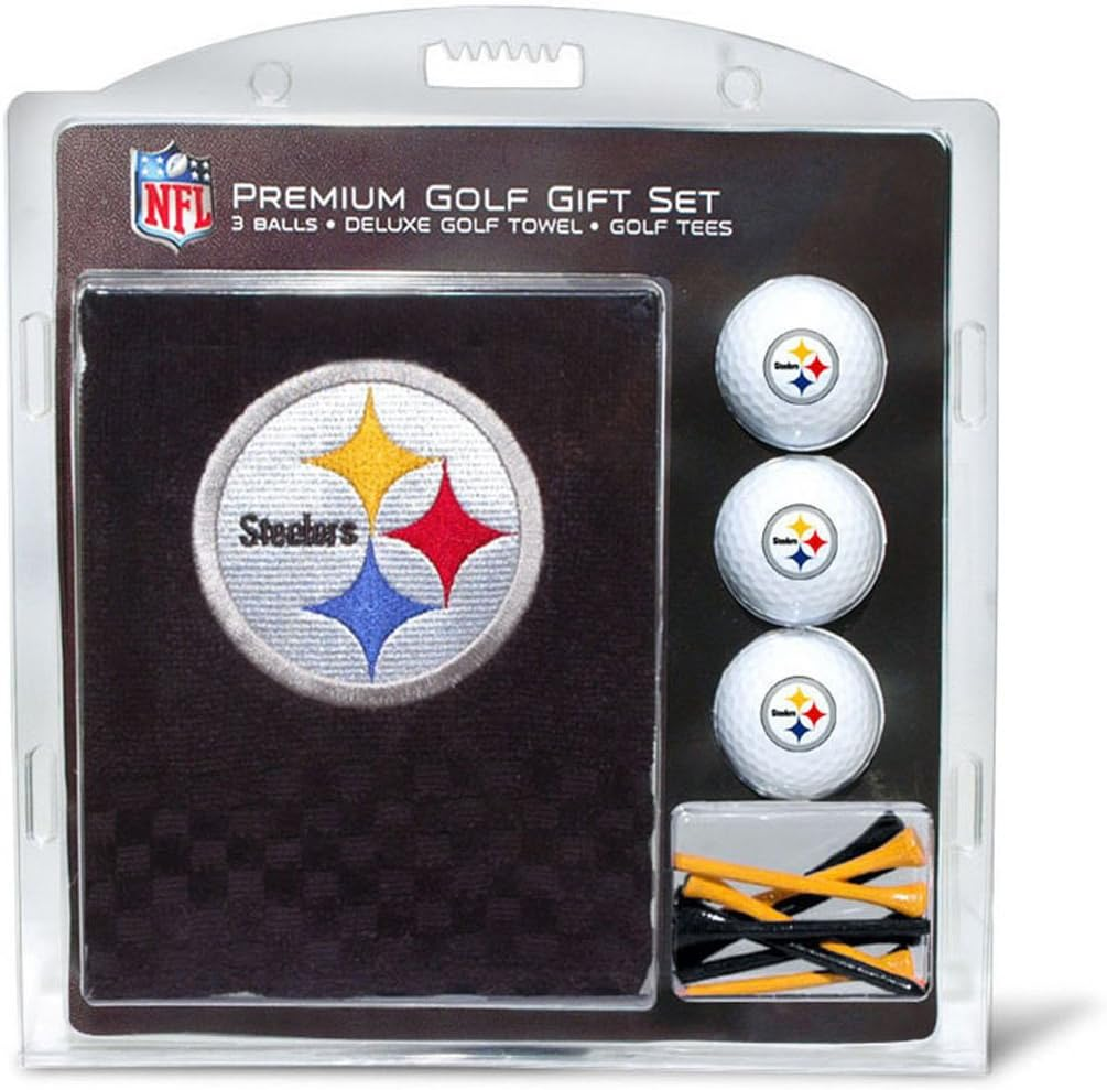 Team Golf Premium NFL Golf Gift Set: Embroidered Deluxe Golf Towel, 3 Golf Balls, and 14 Golf Tees (2-3/4" Regulation)