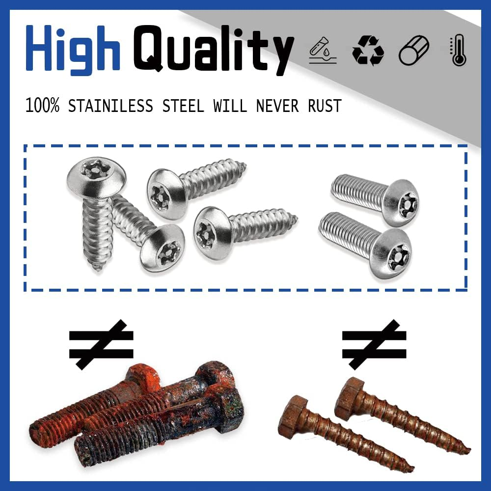 8PCS anti Theft License Plate Screws, Tamper Resistant Licence Plate Kit, Stainless Steel License Plate Screws for Protection Car License Plates image number 4