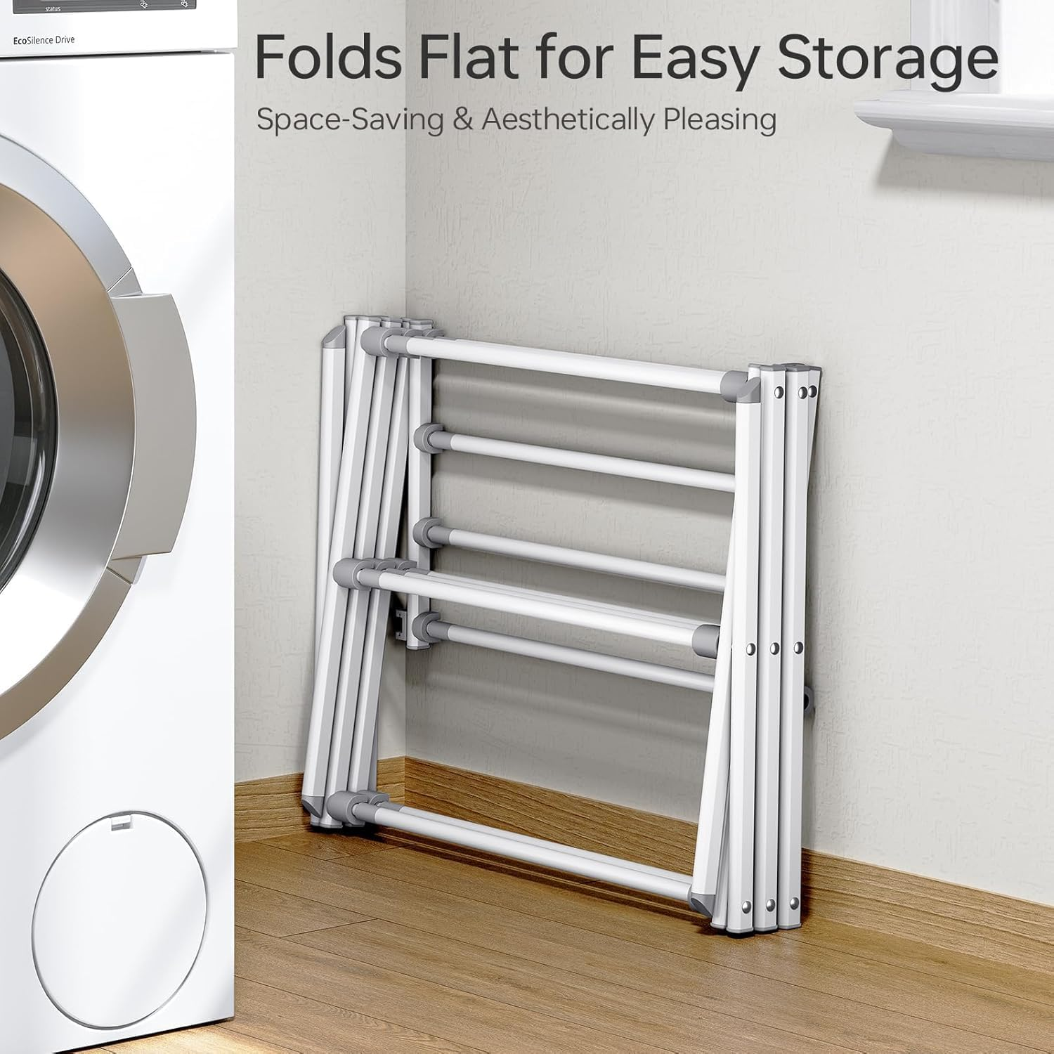 Jiaozoum Clothes Drying Rack, 3-Tier Laundry Drying Rack for Clothes, Expandable Metal Clothing Dryer, Scalable Folding Towel Rack, White