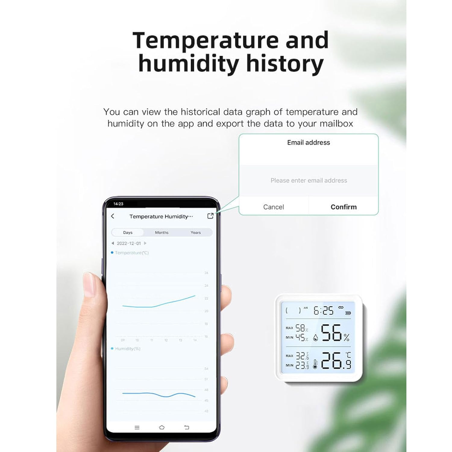 Jiawu Electronic Temperature Humidity Gauge Long Battery Life for Indoor Outdoor Use ABS Material Black image number 2