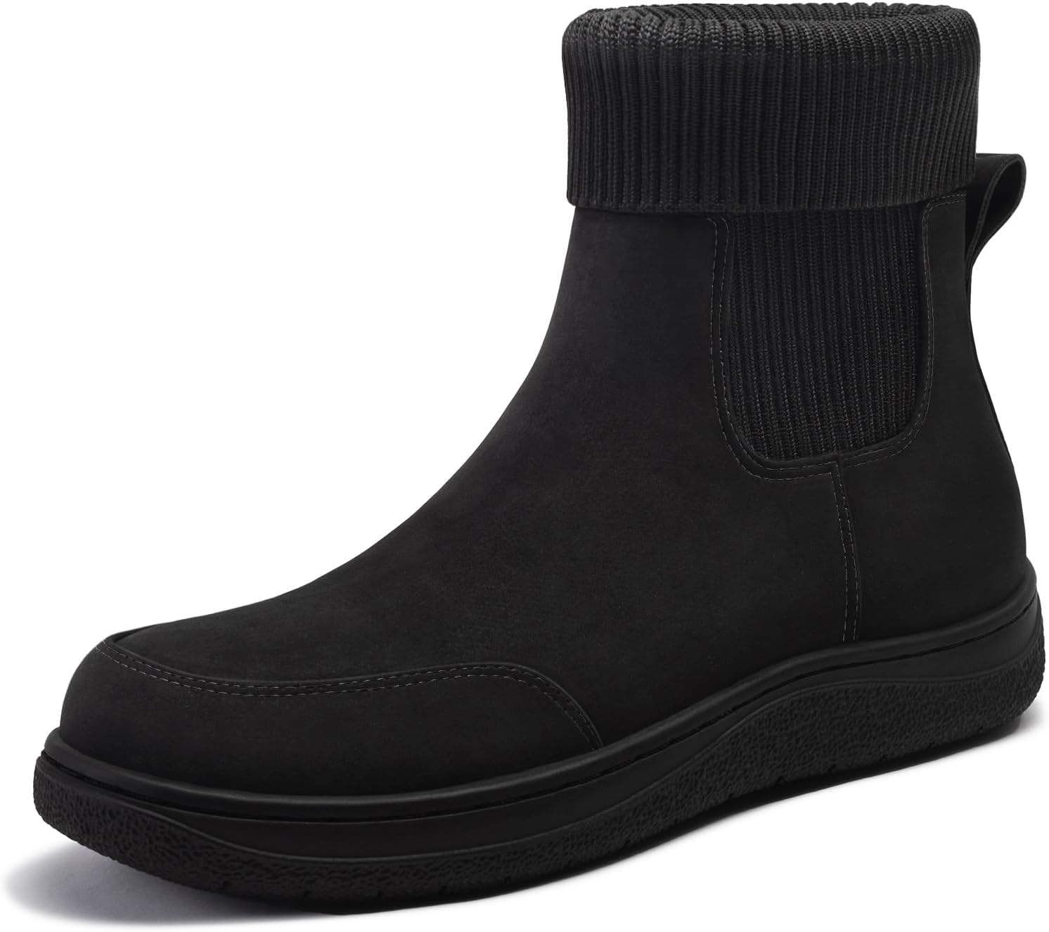 Athlefit Women'S Chelsea Ankle Boots Comfortable Winter Short Leather Boots Fashion Slip on Elastic Sock Booties