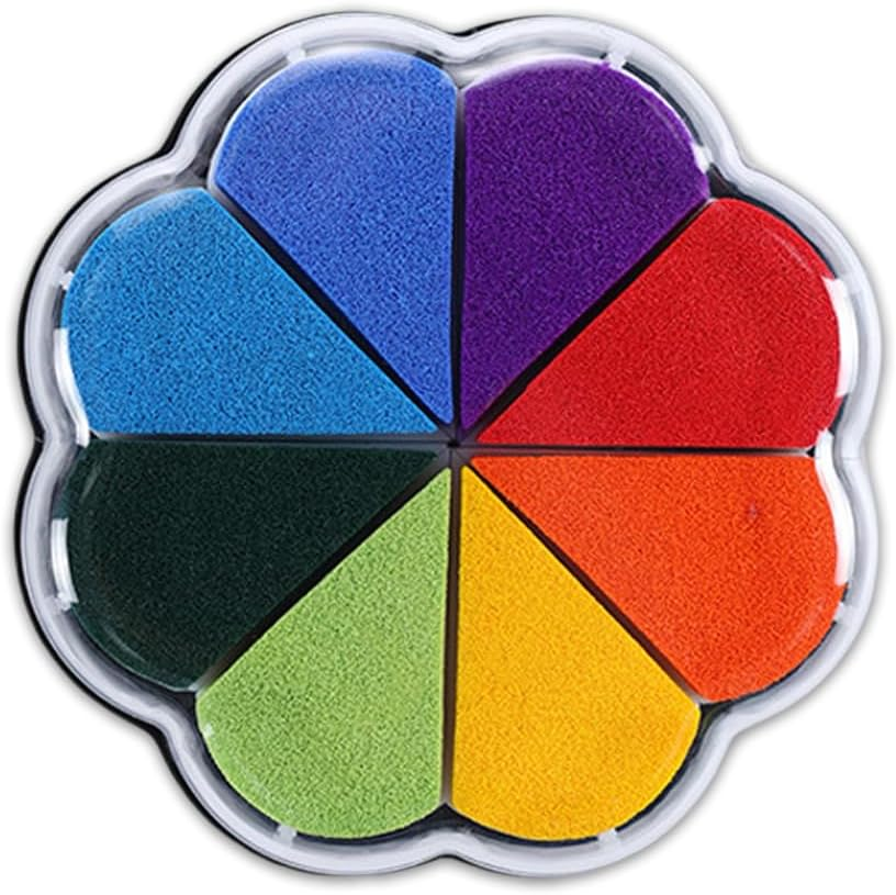 Sgphrzlt 8 Colors Petal Shape Stamp Pads, Removable Washable Craft Ink Pads for Stamping Rubber Stamps, Embossing Finger Print Ink Pads for Card Making DIY Scrapbook Painting Diary (1008)