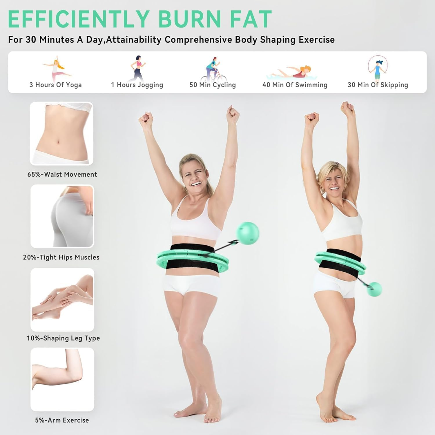 Weighted Hula Infinity Fitness Hoop for Adult Weight Loss, 2 in 1 Smart Fitness Workout Hula Circle Hoops with 32 Detachable Knots, Exercise Fit Hoop Suitable for Women and Beginners