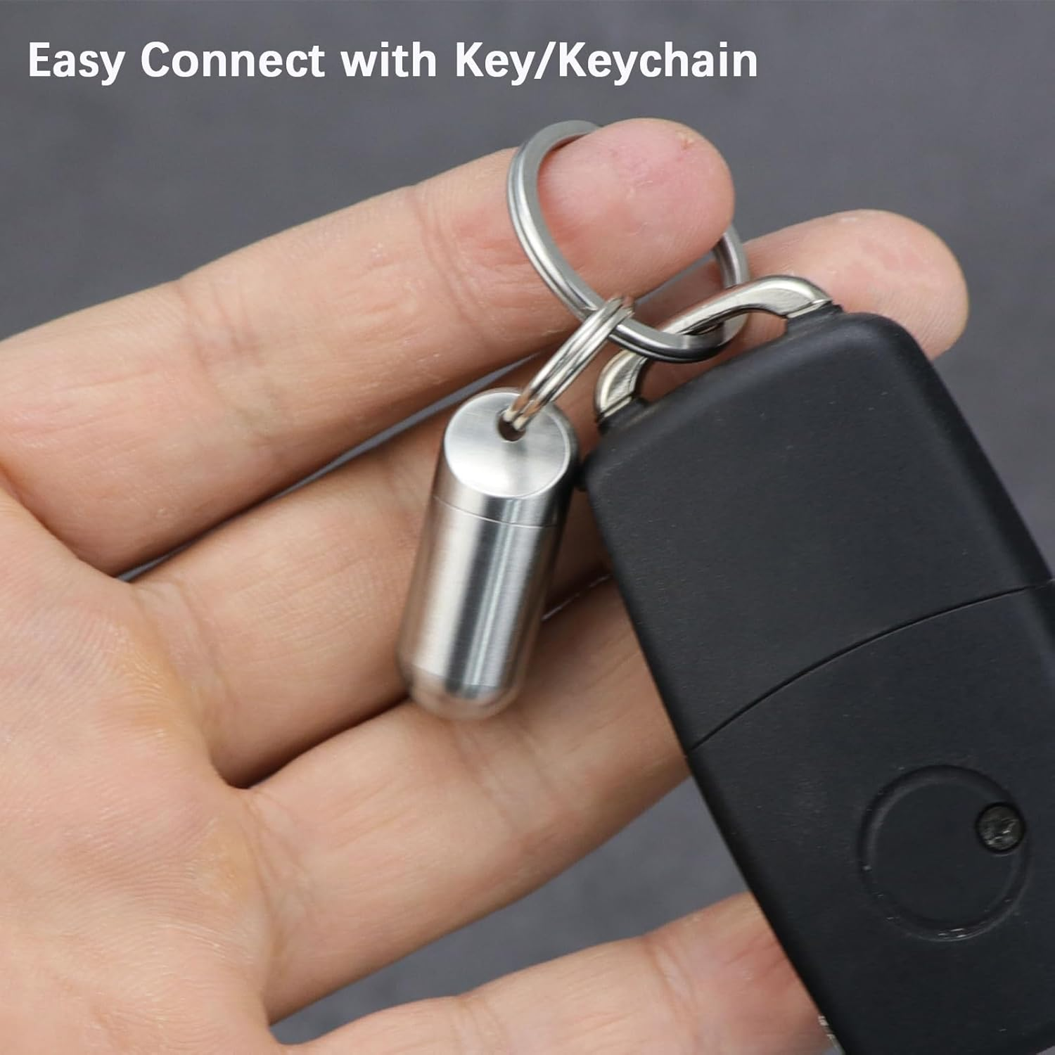 Small Keychain Pill Box, Pill Case for Travel Pocket Purse, Waterproof Pill Container Organiser with Keyring, Portable EDC Pill Holder for Outdoor/Daily/Emergency (Stainless Steel S) image number 5