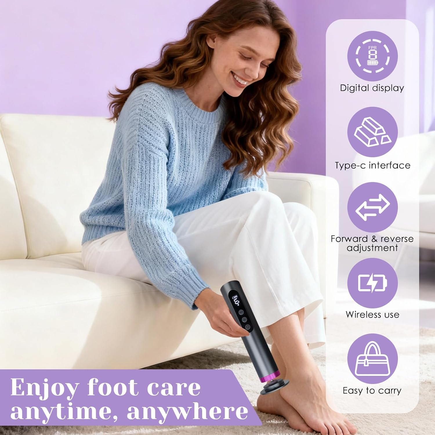 Electric Callus Remover, 9 Speed Levels, Aluminium Housing and 2000 Mah Battery for Callus Removal on Feet, Ideal for Home Foot Care and Professional Cosmetic Studios (Black) image number 5