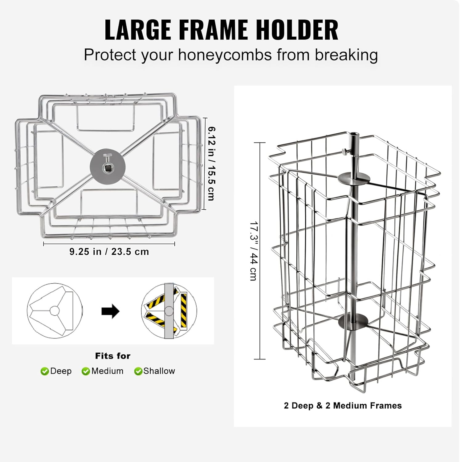 VEVOR Manual Honey Extractor, 2/4 Frames Honey Spinner Extractor, Stainless Steel Beekeeping Extraction, Honeycomb Drum Spinner with Lid, Apiary Centrifuge Equipment with Height Adjustable Stand - 3 Frame image number 3