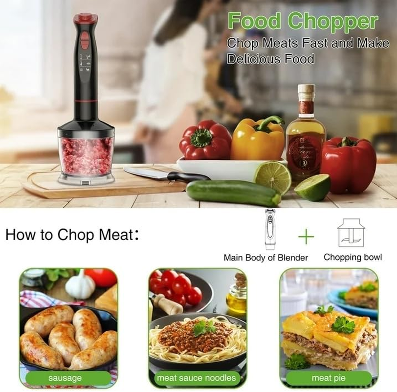 Upgraded Immersion Blender Handheld, 1100W 12-Speed 5 in 1 Hand Mixer Stick Blender with 304 Stainless Steel Blade,Food Processor,Beaker,Egg Whisk&Milk Frother,Non-Bpa,Pur&eacute;e Baby Smoothie (5 in 1) image number 4