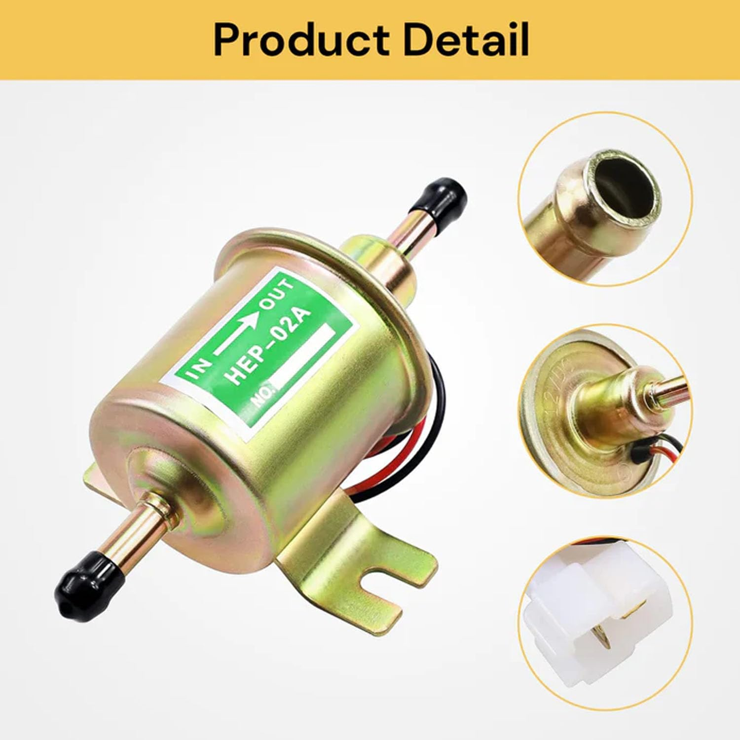 Universal Electric Fuel Pump, 12V Electric Transfer Universal Low-Pressure with Fuel Filter, HEP02A, Fuel Line Replacement for Carburetor Lawn Mower Gas Diesel Fuel Transfer Pump image number 6