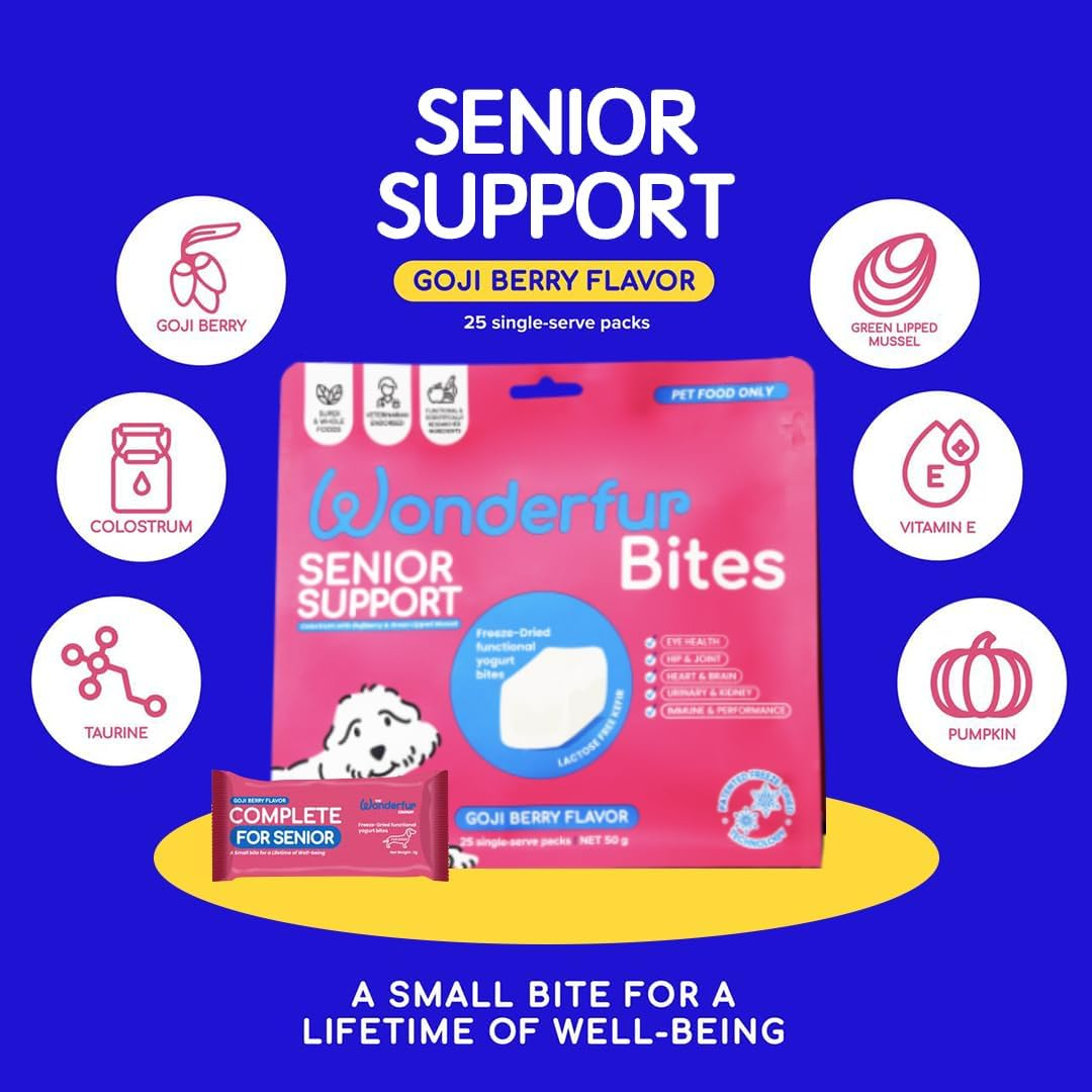 Wonderfur Senior Support Bites - Freeze-Dried, Vet-Endorsed Probiotic & Kefir Yogurt Treats with Superfoods & Nutrients for Senior Dogs, Human-Grade image number 3